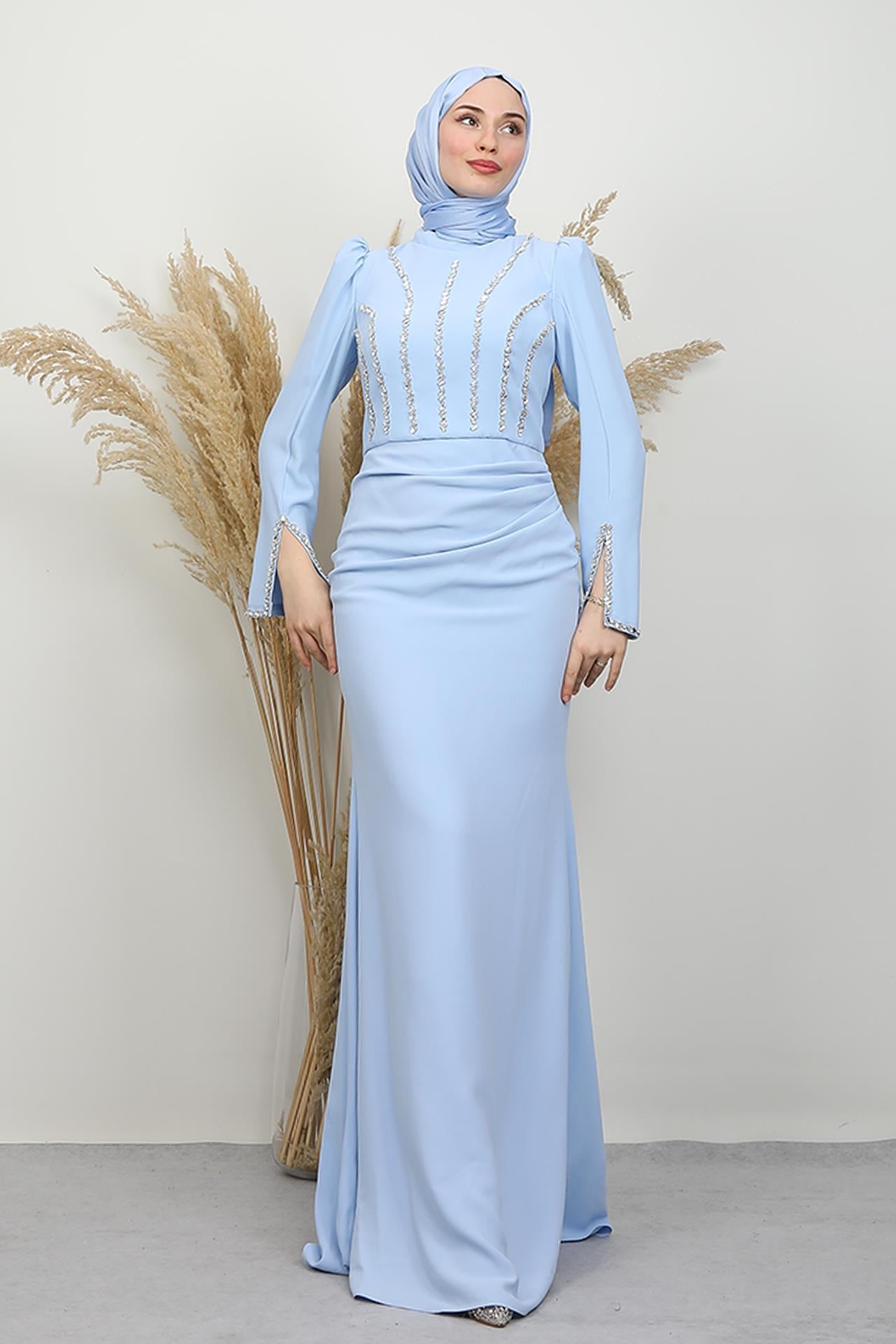 Palmiye Taş Abiye Bebe Mavi