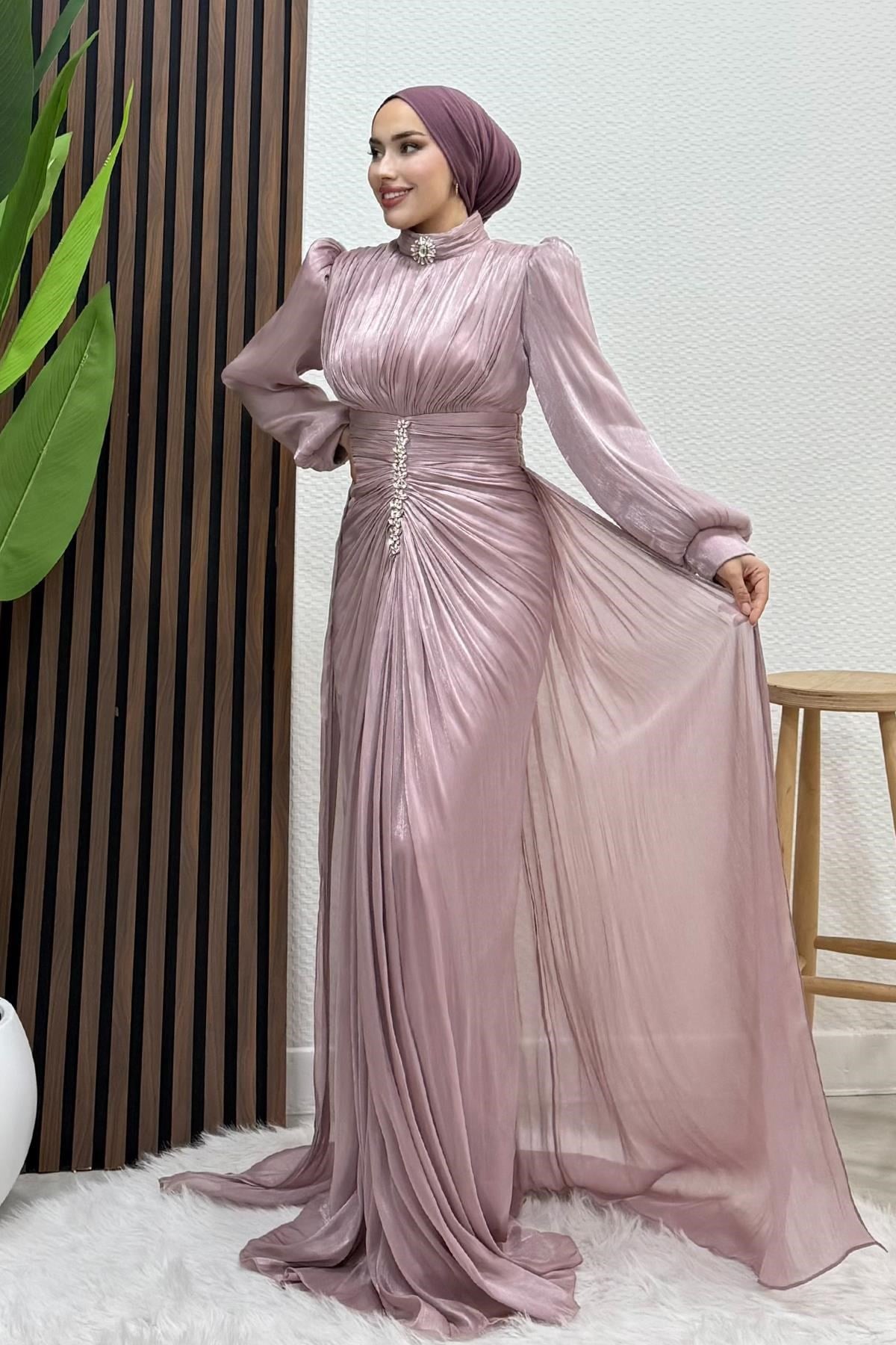 Pastel Yoryo Abiye Açık Gül Kurusu