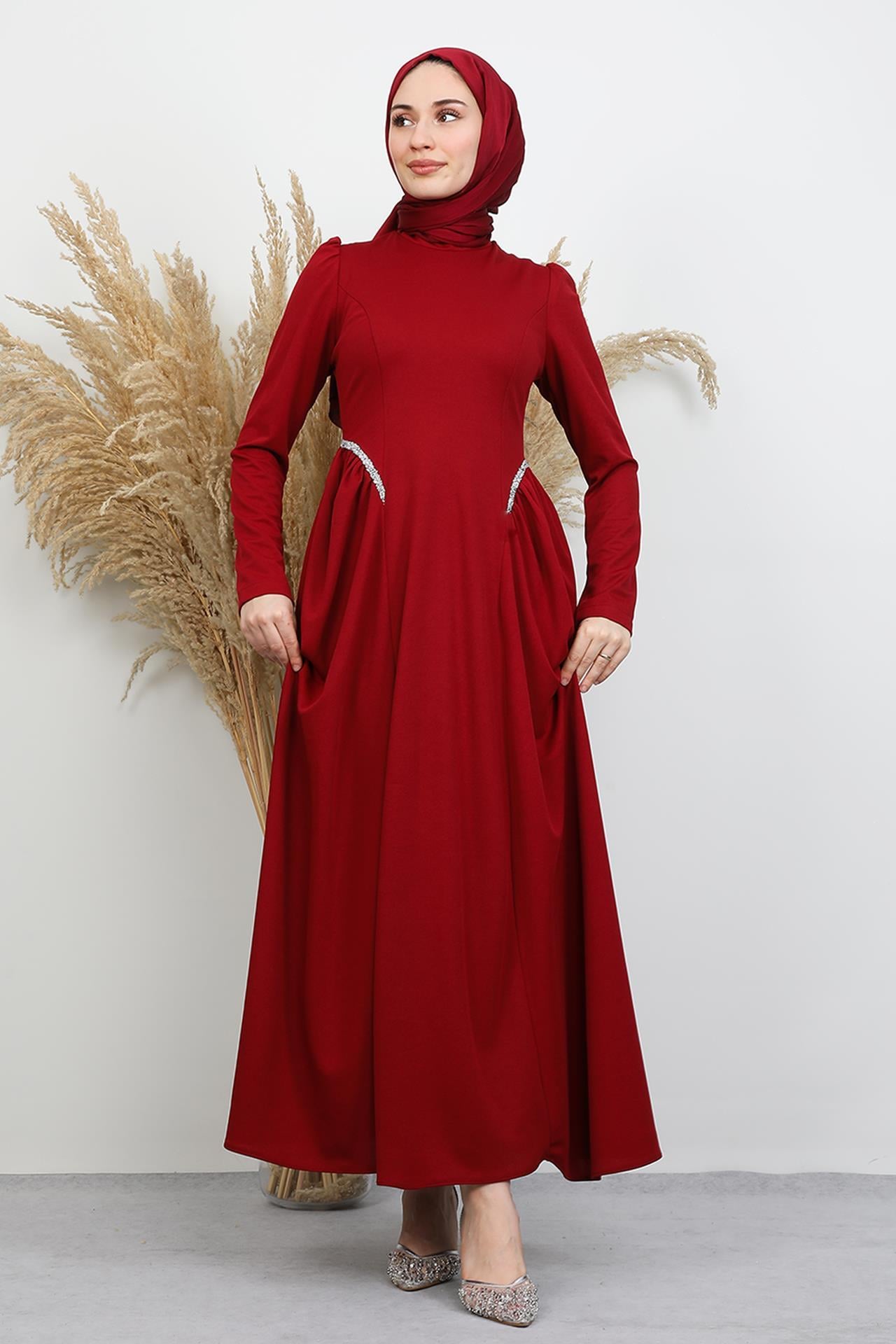 Polyana Krep Abiye Bordo