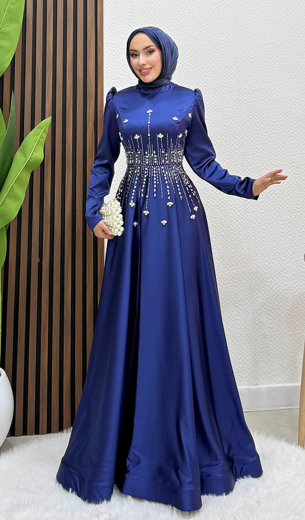Raya Saten Abiye Lacivert