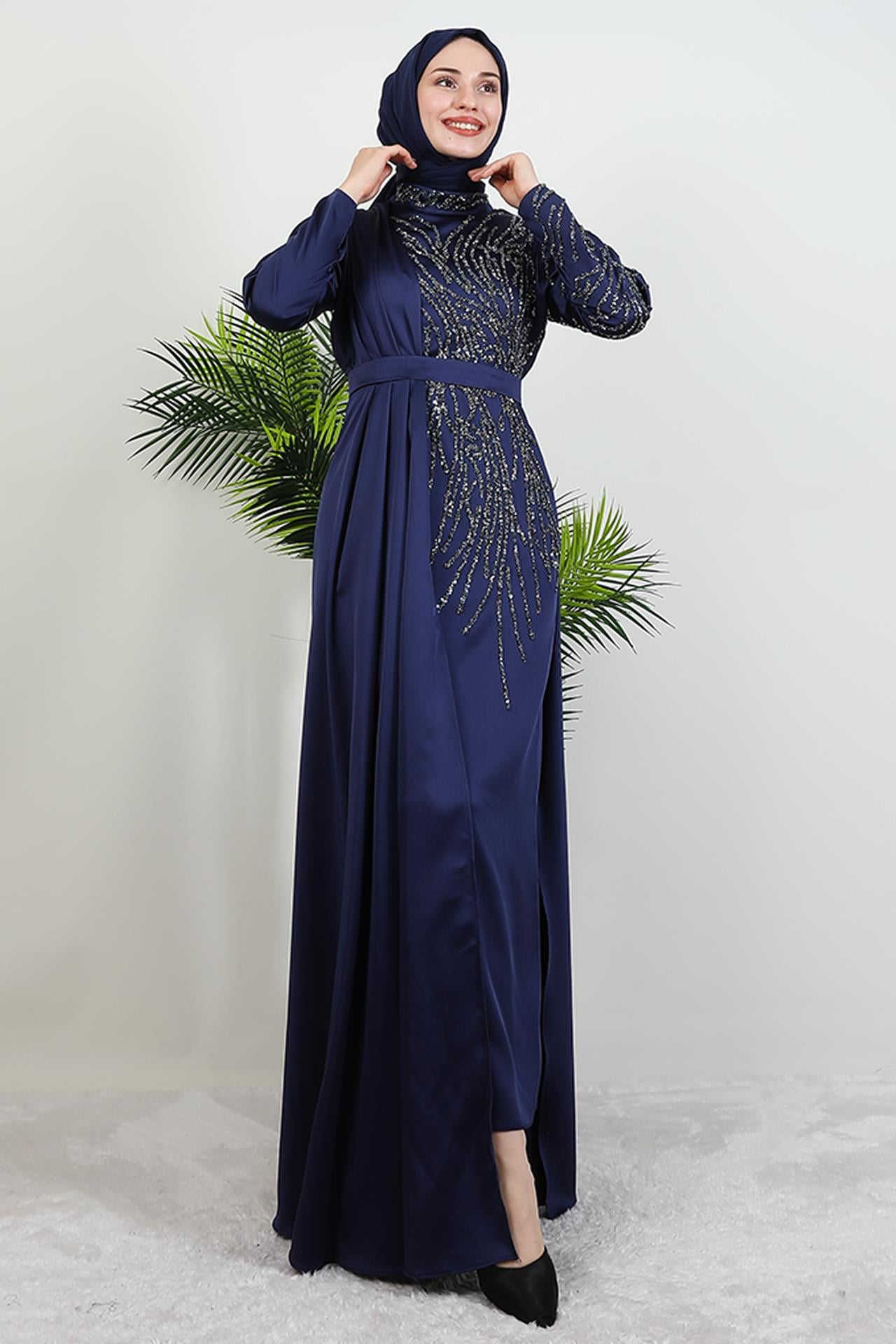 Royal Saten Abiye Lacivert