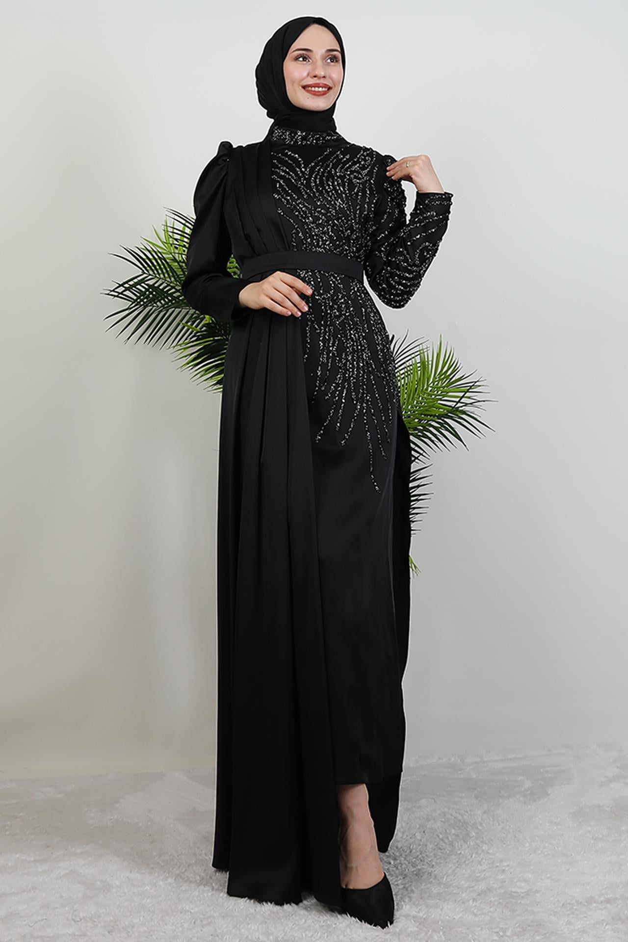 Royal Saten Abiye Siyah