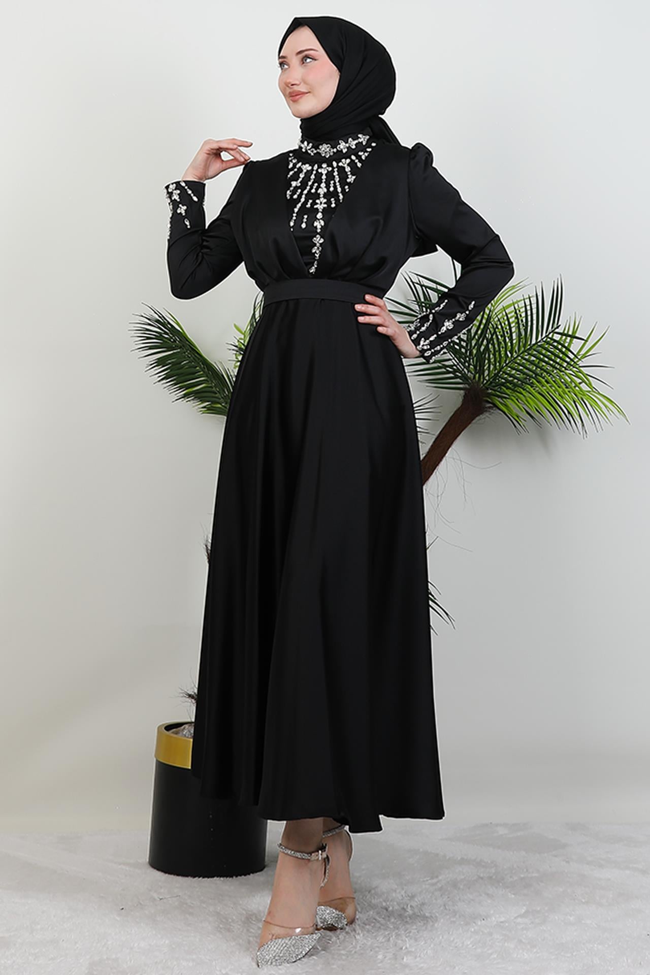 Rüya Taşlı Abiye Siyah