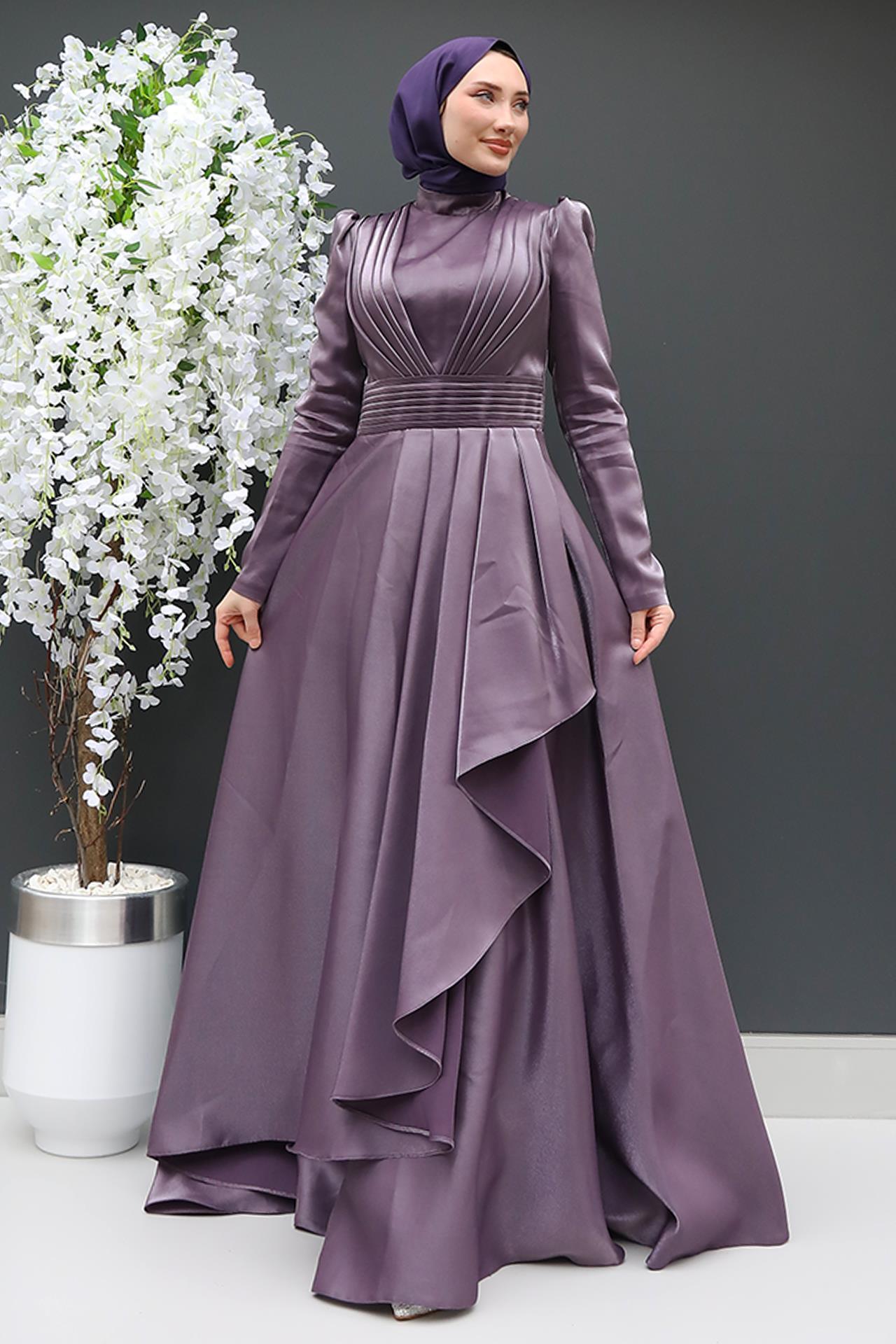 Sade Tesettür Abiye Soft Lila