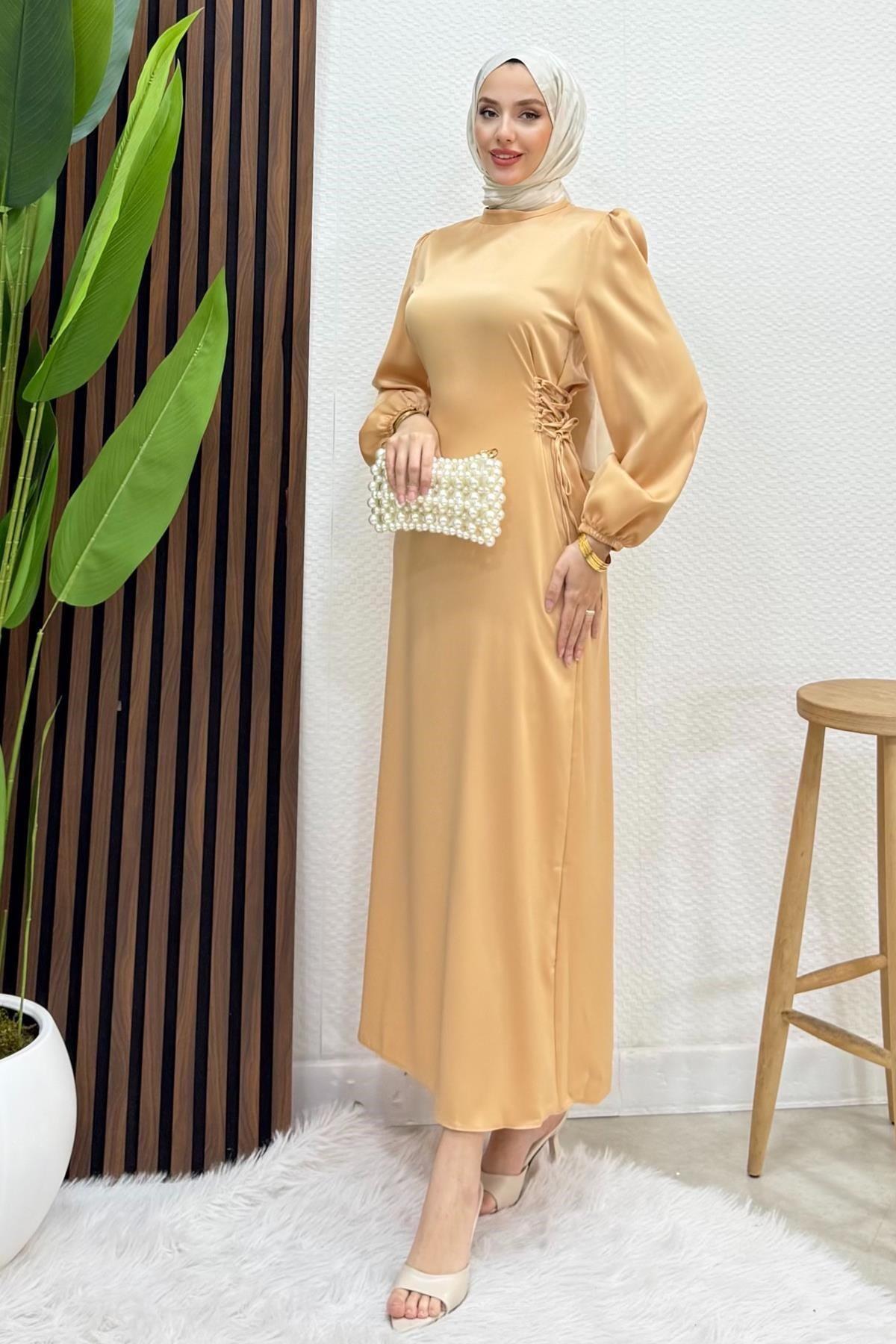 Sahra Tesettür Elbise Bal Köpüğü