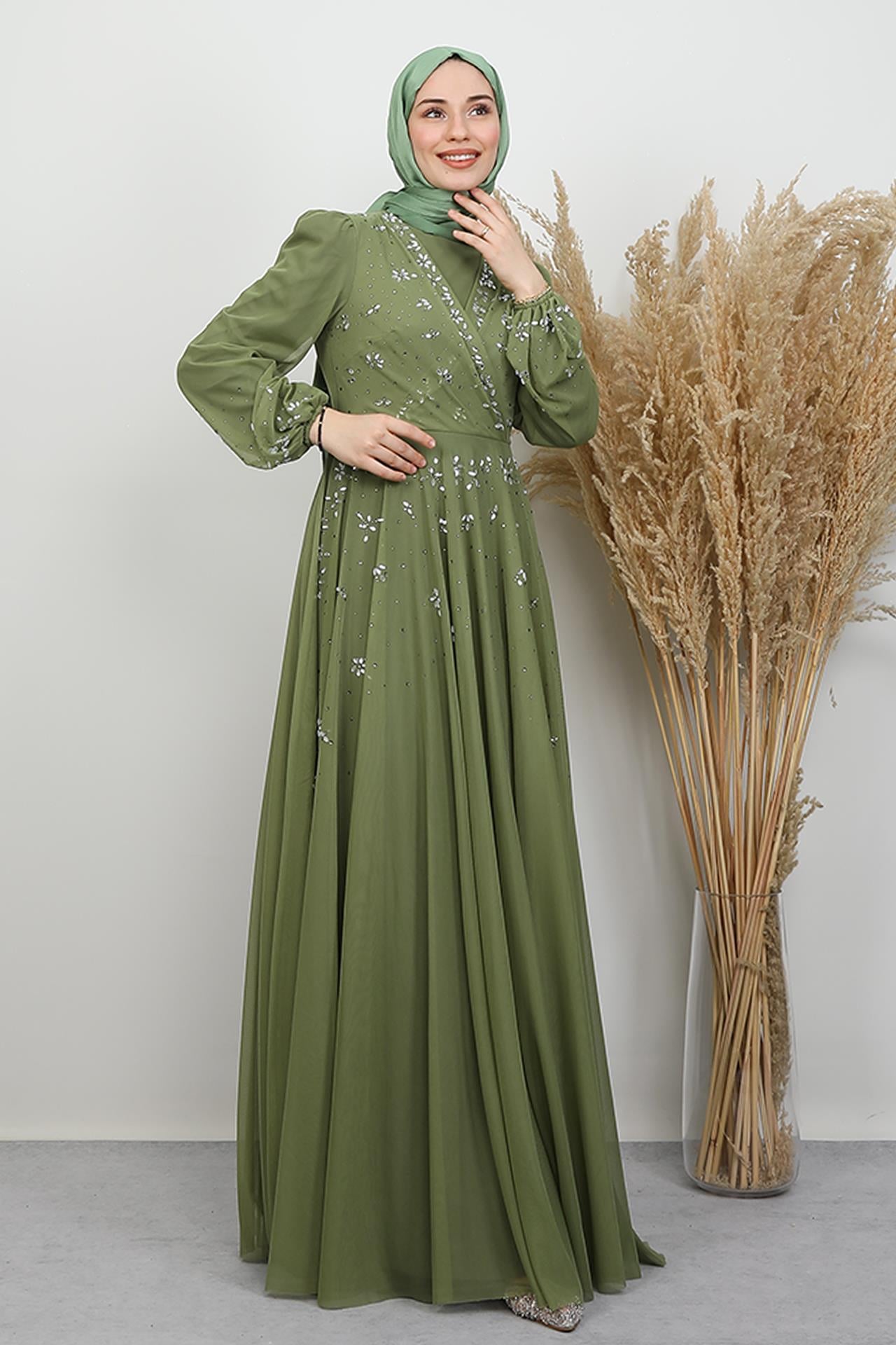 Şirin Tül Abiye Soft Yeşil