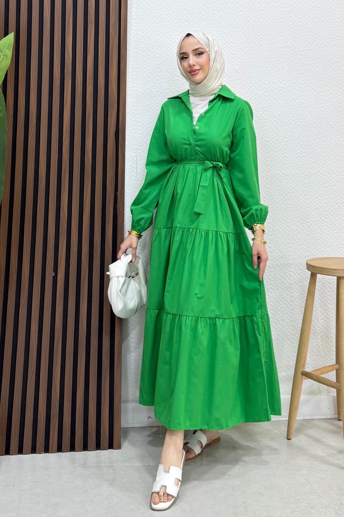 Standart Yaka Düğmeli Elbise Benetton