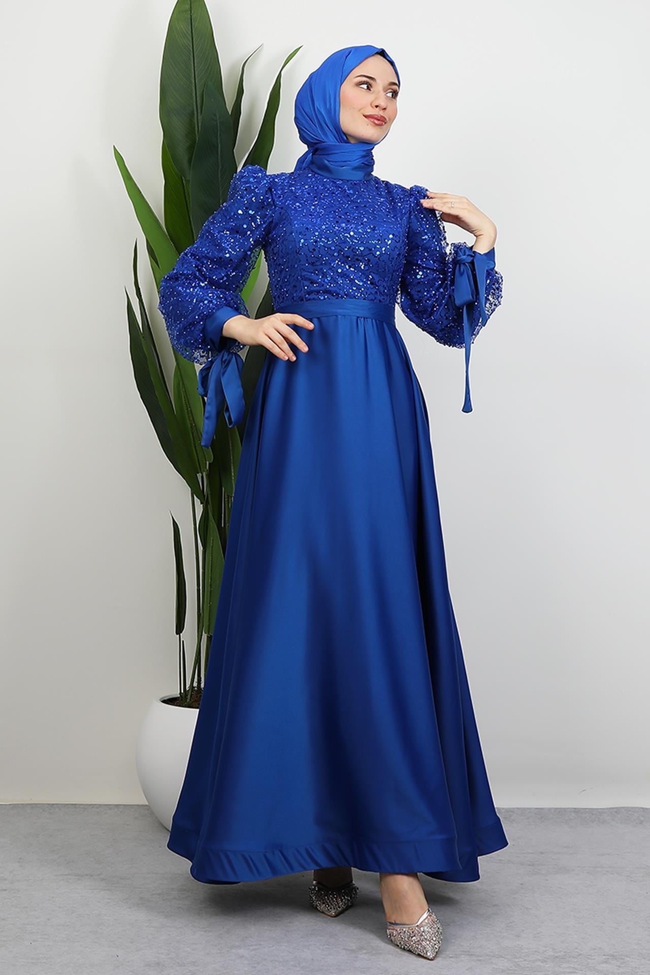 Tarlatanlı Pullu Abiye Saks