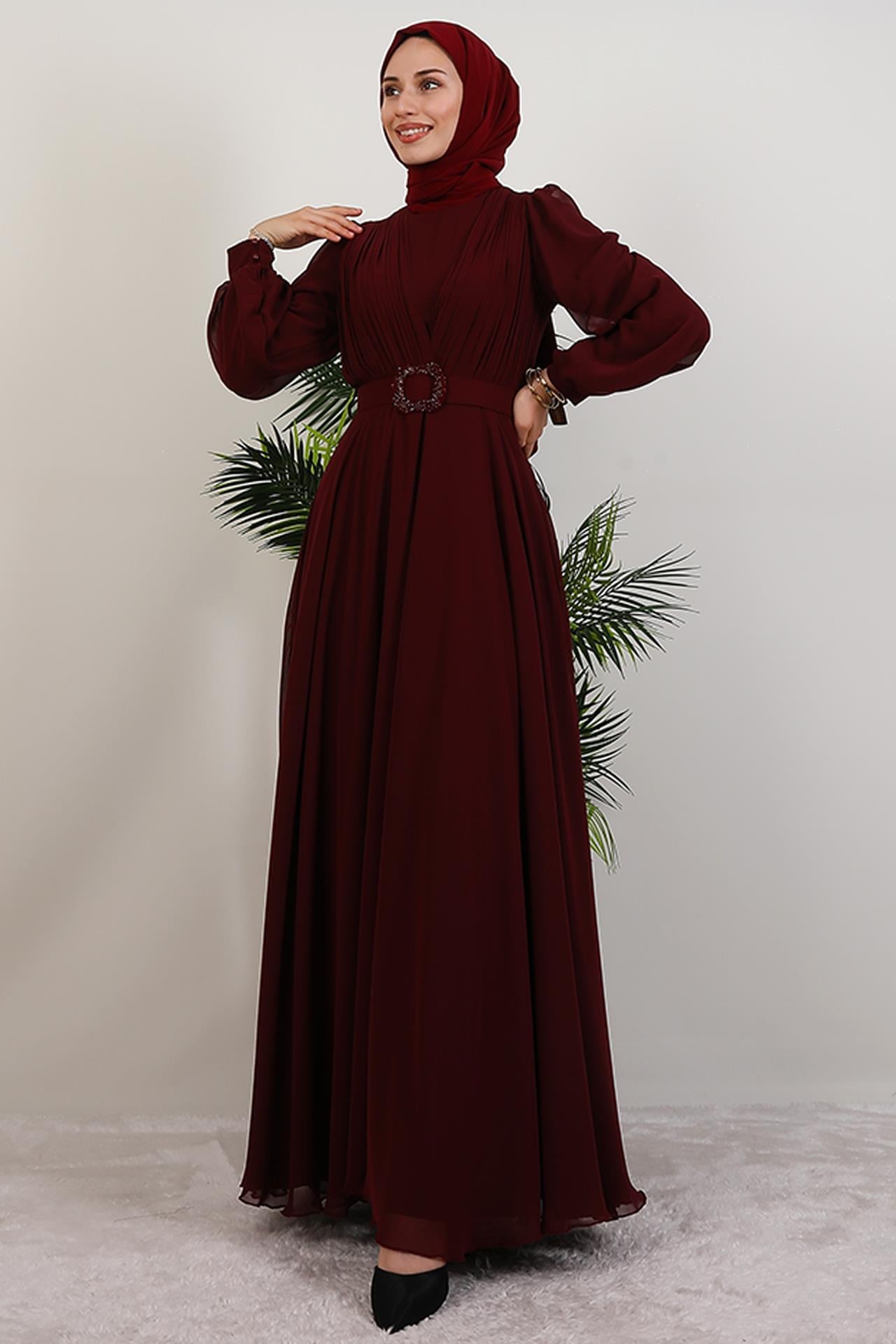 Tuğba Şifon Elbise Bordo