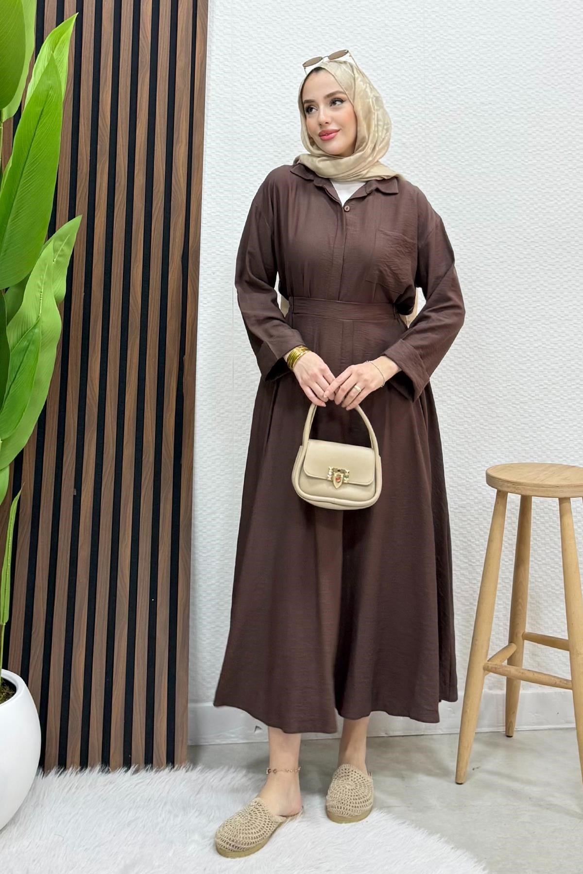 Vanda Gizli Düğmeli Takım Acı Kahve