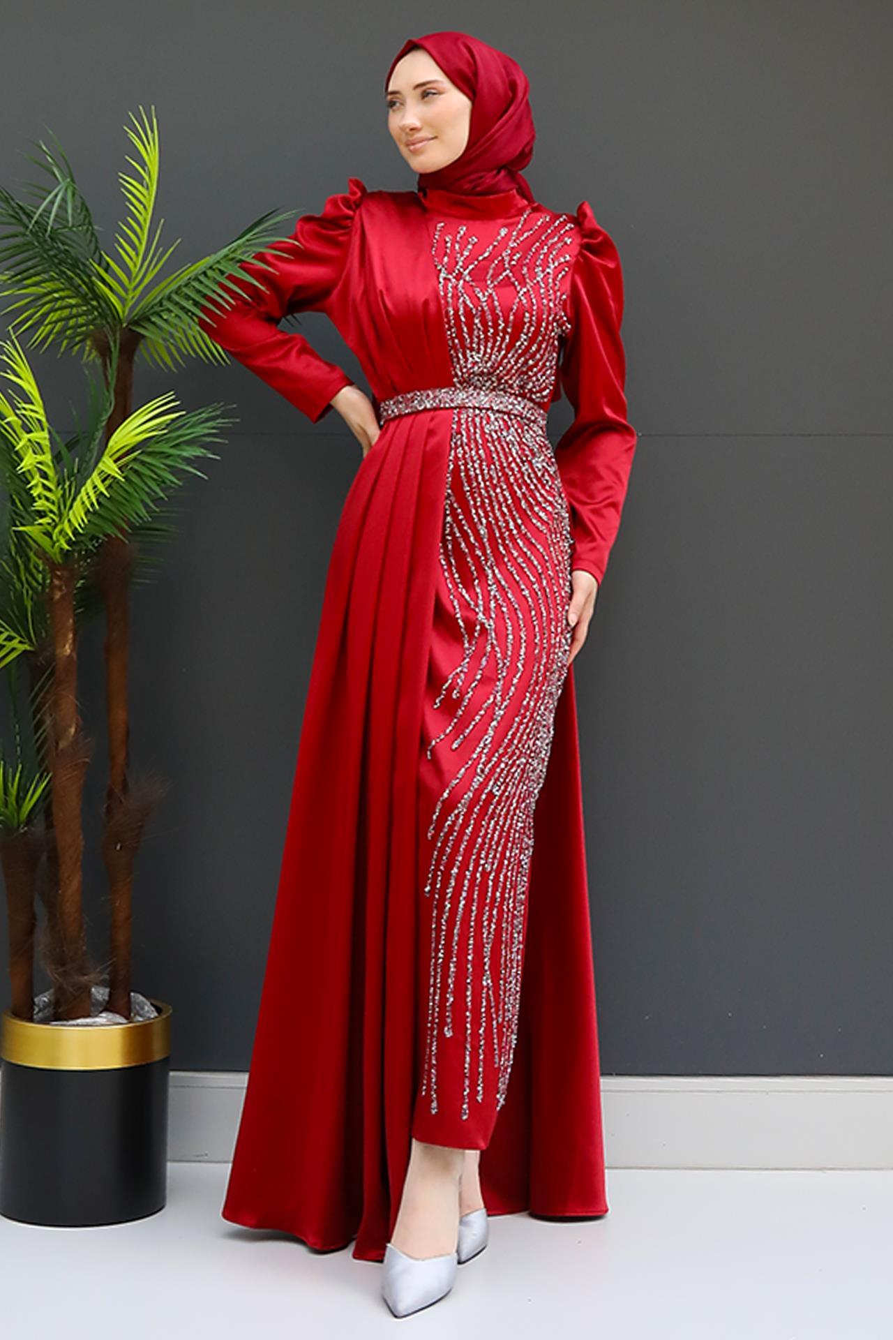 Yonca Pelerin Abiye Bordo