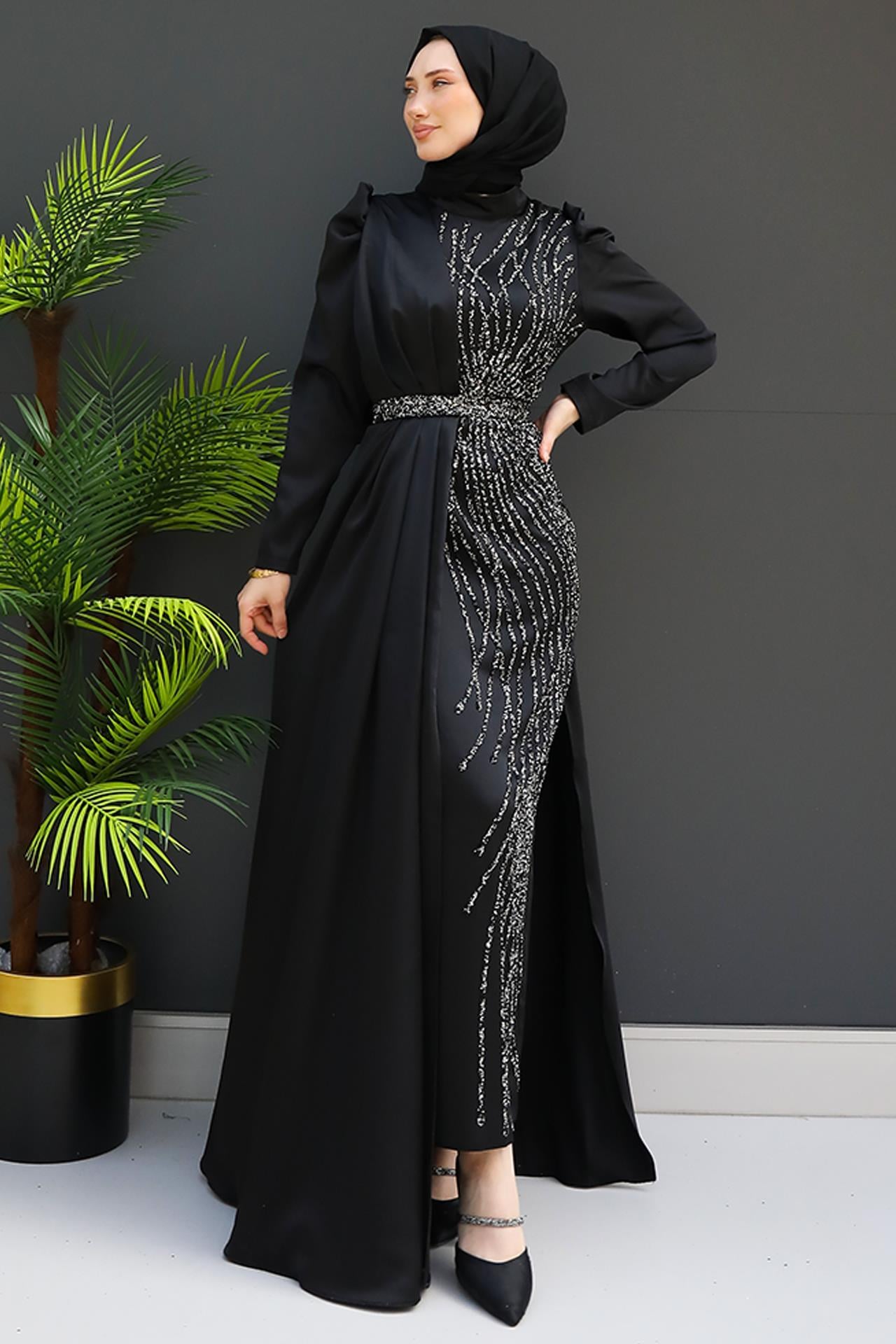 Yonca Pelerin Abiye Siyah