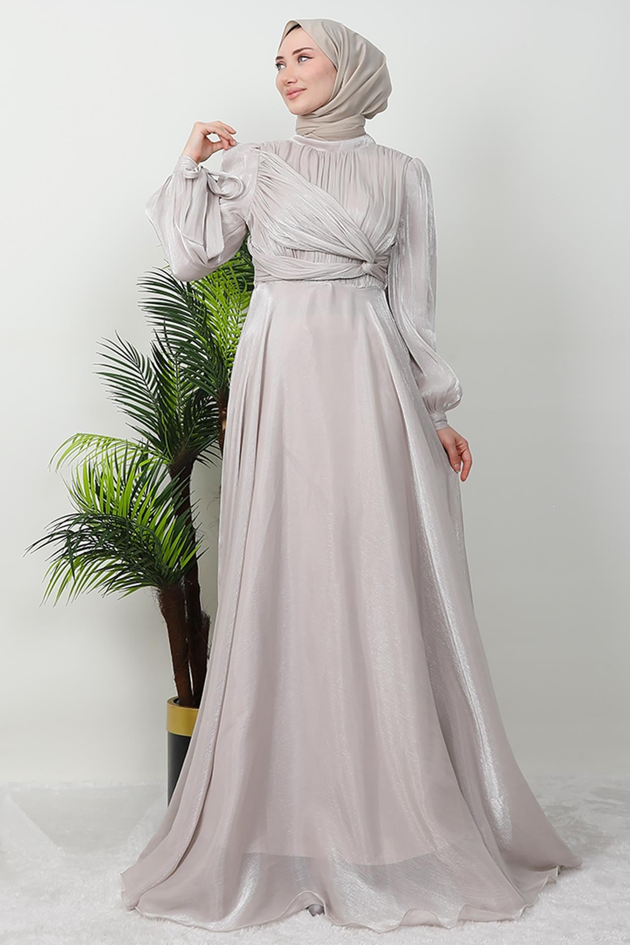 Zambak İpek Abiye Bej