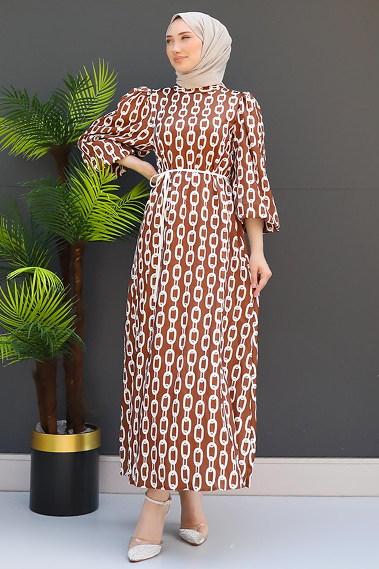 Zincir Model Elbise Kahve