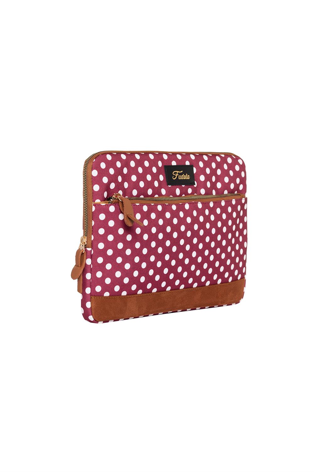 Fudela 13-14 İnç Burgundy Polka Dot Laptop Kılıfı