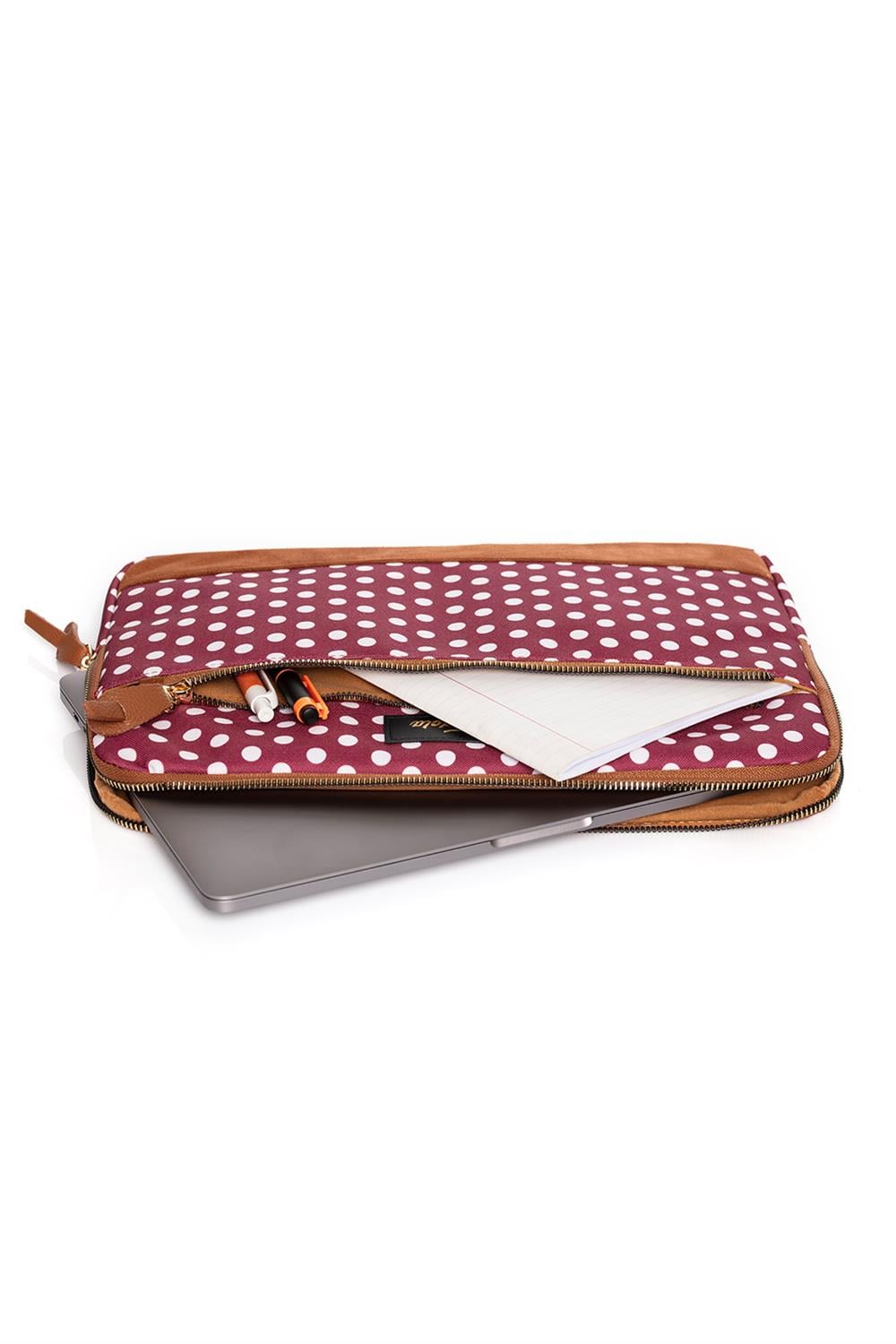 Fudela 13-14 İnç Burgundy Polka Dot Laptop Kılıfı