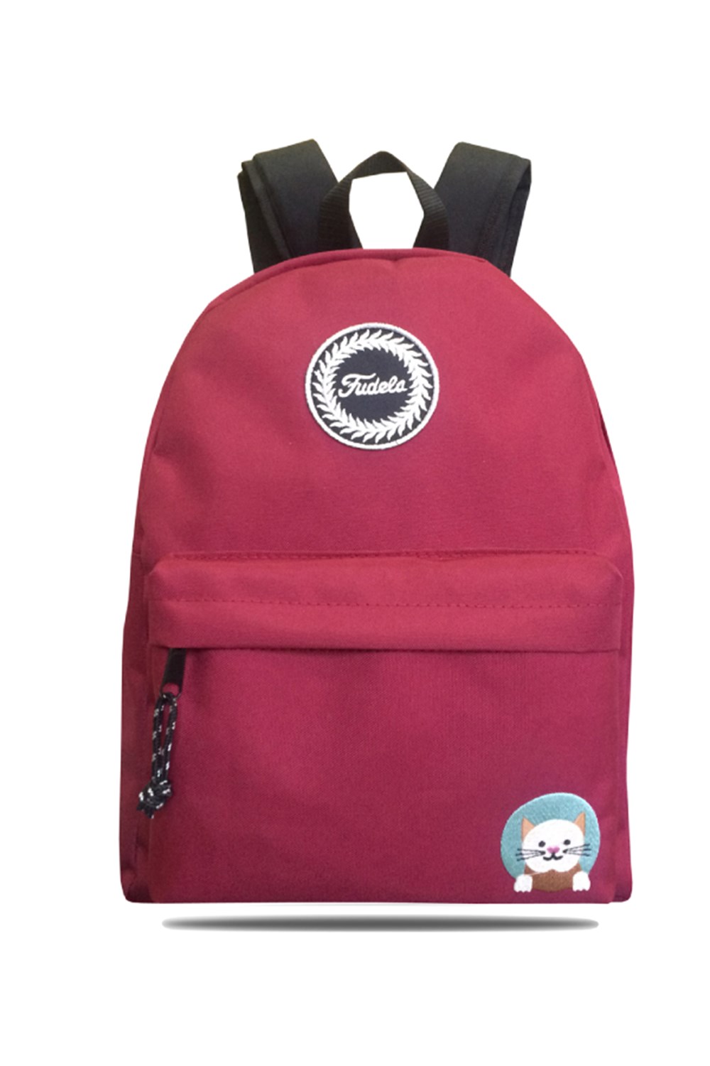 Bordo Kedi Desenli Sırt Çantası
