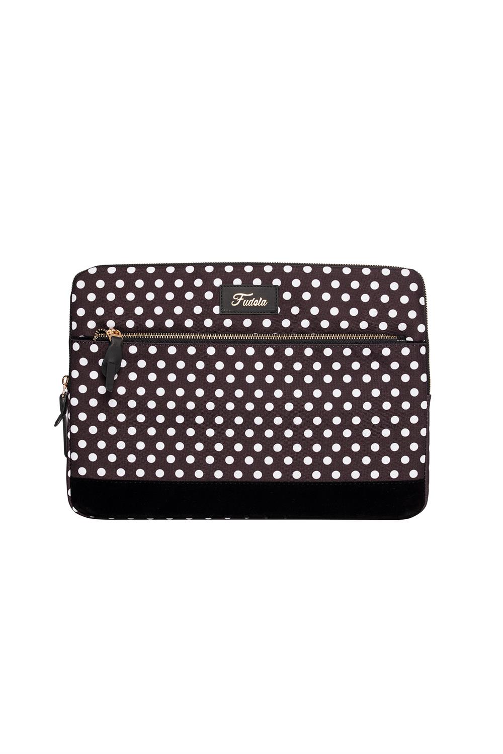 Fudela 13-14 inch black Polka Dot Macbook- Laptop Bag