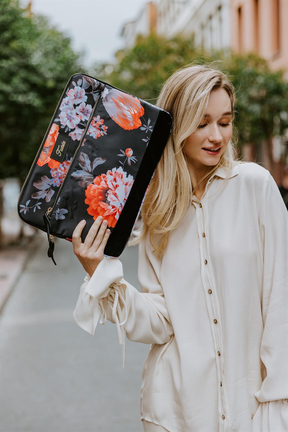 Fudela 13-14 inch Black Roses Macbook- Laptop Bag