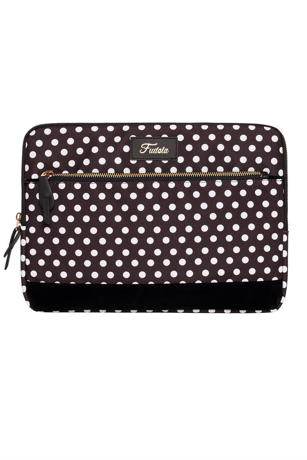 Fudela 15.6 inch Black Polka Dot Macbook- Laptop Bag