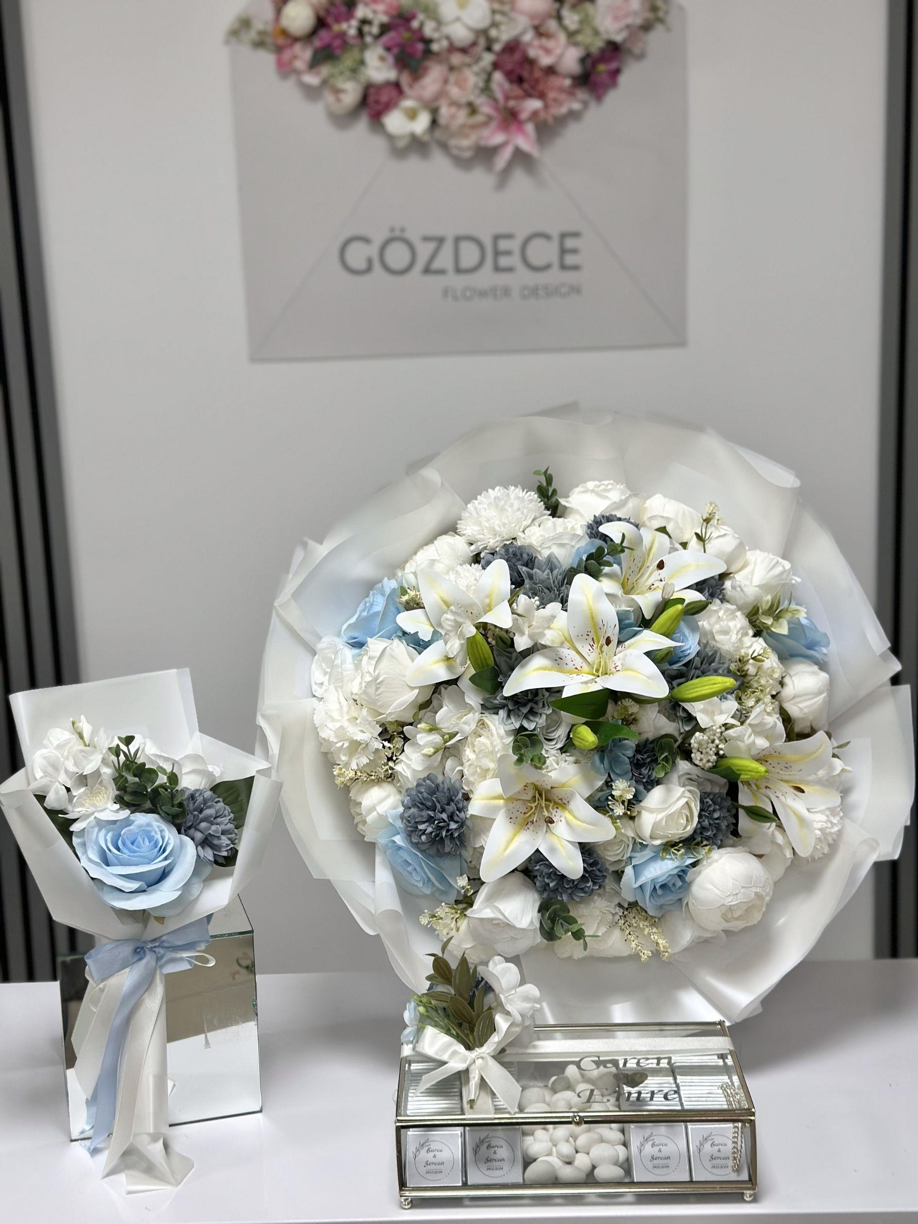 Blue Ivory Garden İsteme Seti Zirve Boy – 80 Madlen & Anne Çiçekli