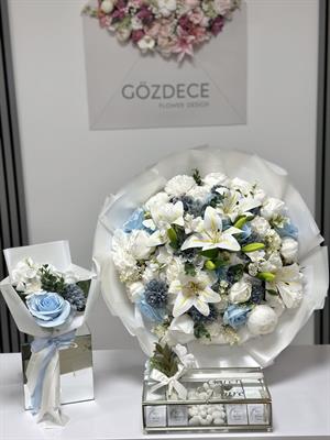 Blue Ivory Garden İsteme Seti Zirve Boy – 80 Madlen & Anne Çiçekli