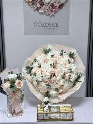 Ivory Nude Elegance İsteme Seti Zirve Boy – 80 Madlen & Anne Çiçekli