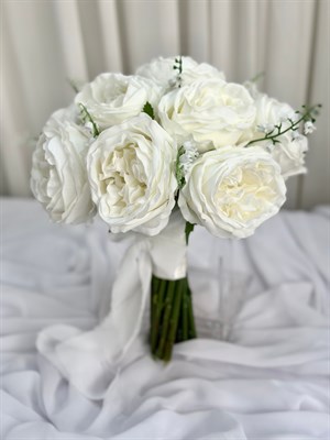 Muguet Peony Islak Şakayık Gelin Buketi | Müge Çiçeği Detaylı Beyaz Tasarım