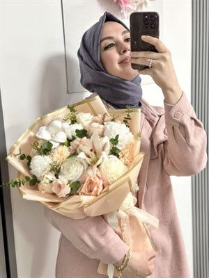 Peach Liora Somon Krem Mezuniyet Buketi