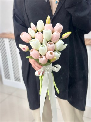Pembe Beyaz Islak Lale Gelin Buketi | Soft Premium Tasarım