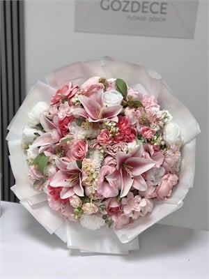 Pink Passion İsteme Buketi Zirve Boy – Lilyumlu Söz & Nişan Buketi