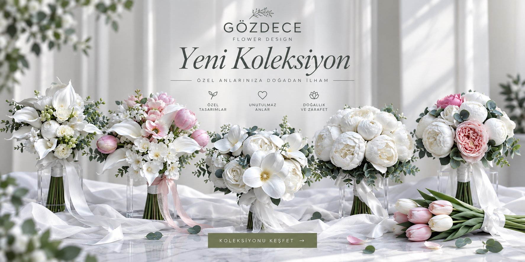 Yeni koleksiyon yapay gelin buketleri - Gözdece