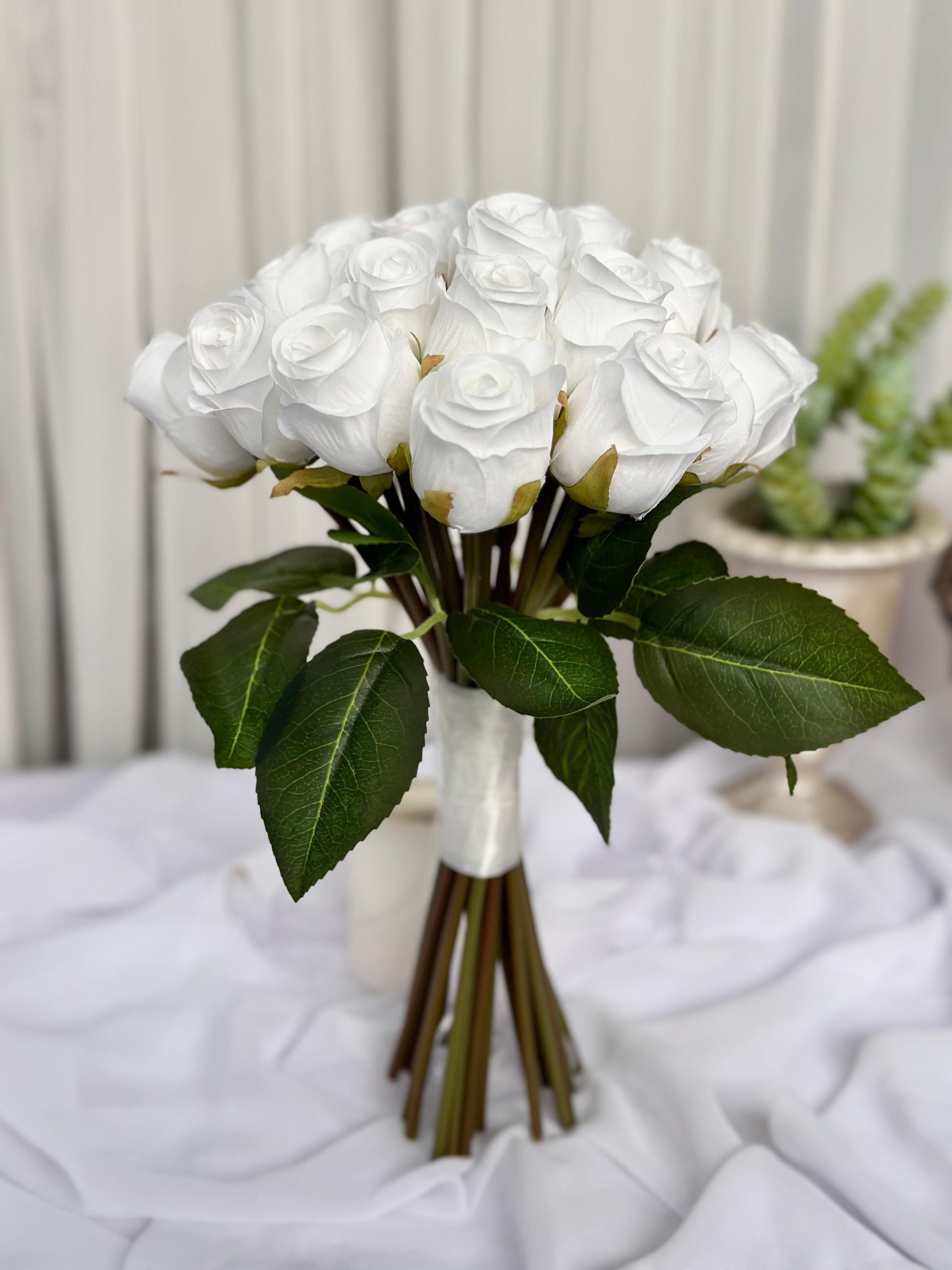 Premium Beyaz Gül Gelin Buketi Damat Yaka Çiçeği