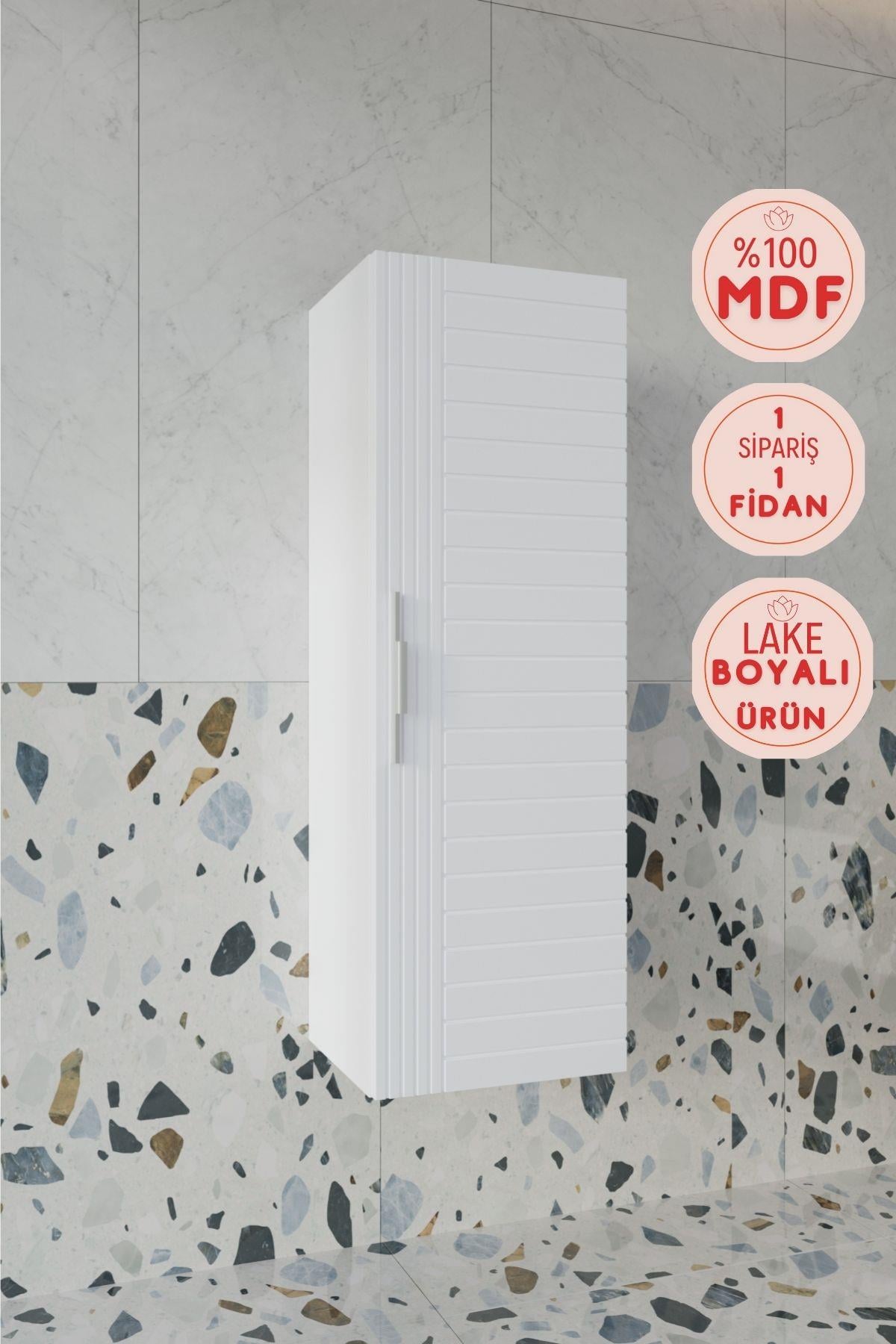 Balneom Banyo Erguvan Beyaz 120 CM Banyo Boy Dolabı_Erguvan Beyaz DEMONTE 120 CM Banyo Boy Dolabı | Balneom_BALNEOM_ERGUVAN BEYAZ 120 BOY DOLAP