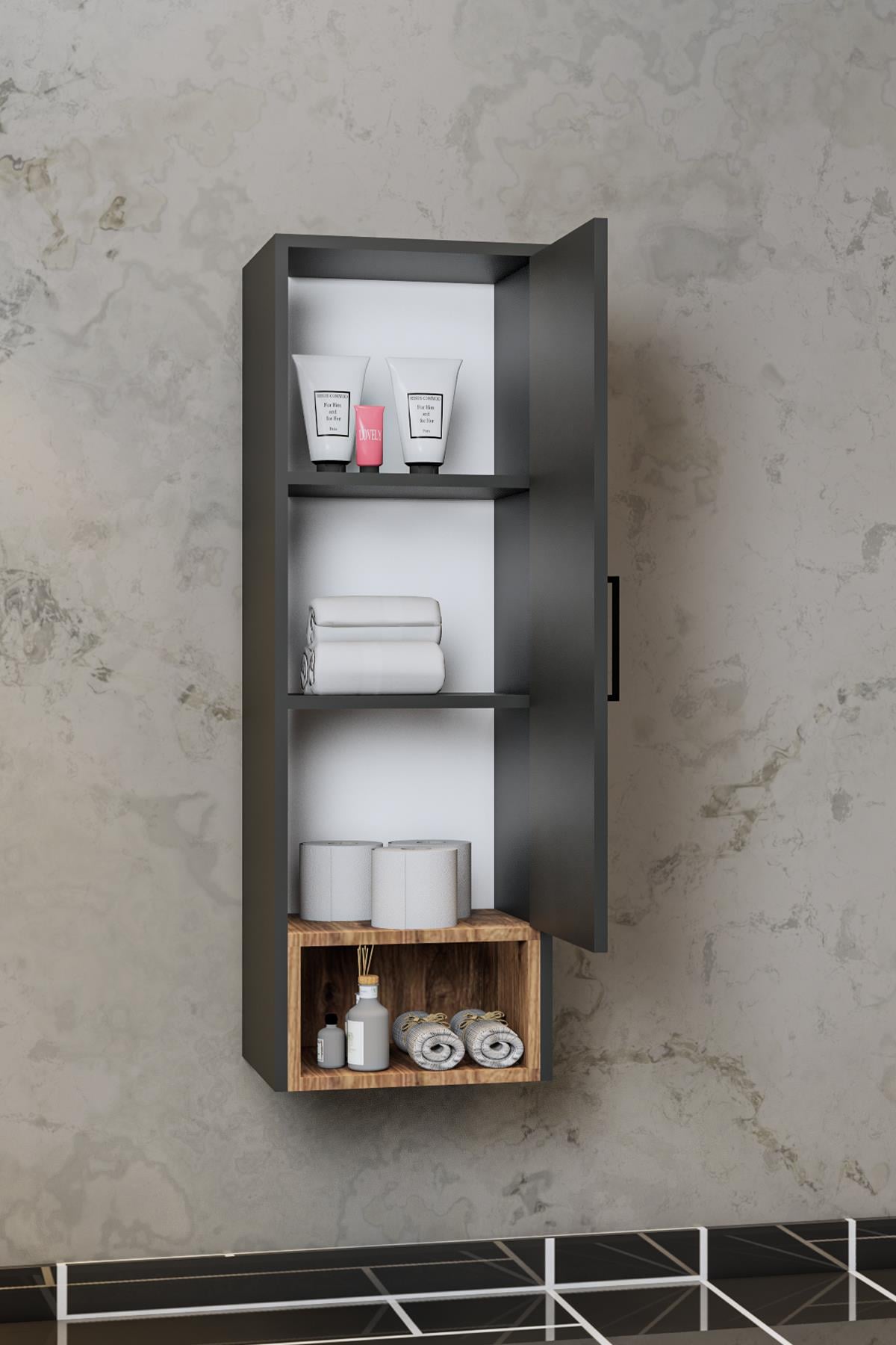 Balneom Banyo Karanfil 120 Cm Antrasit Banyo Boy Dolabı 