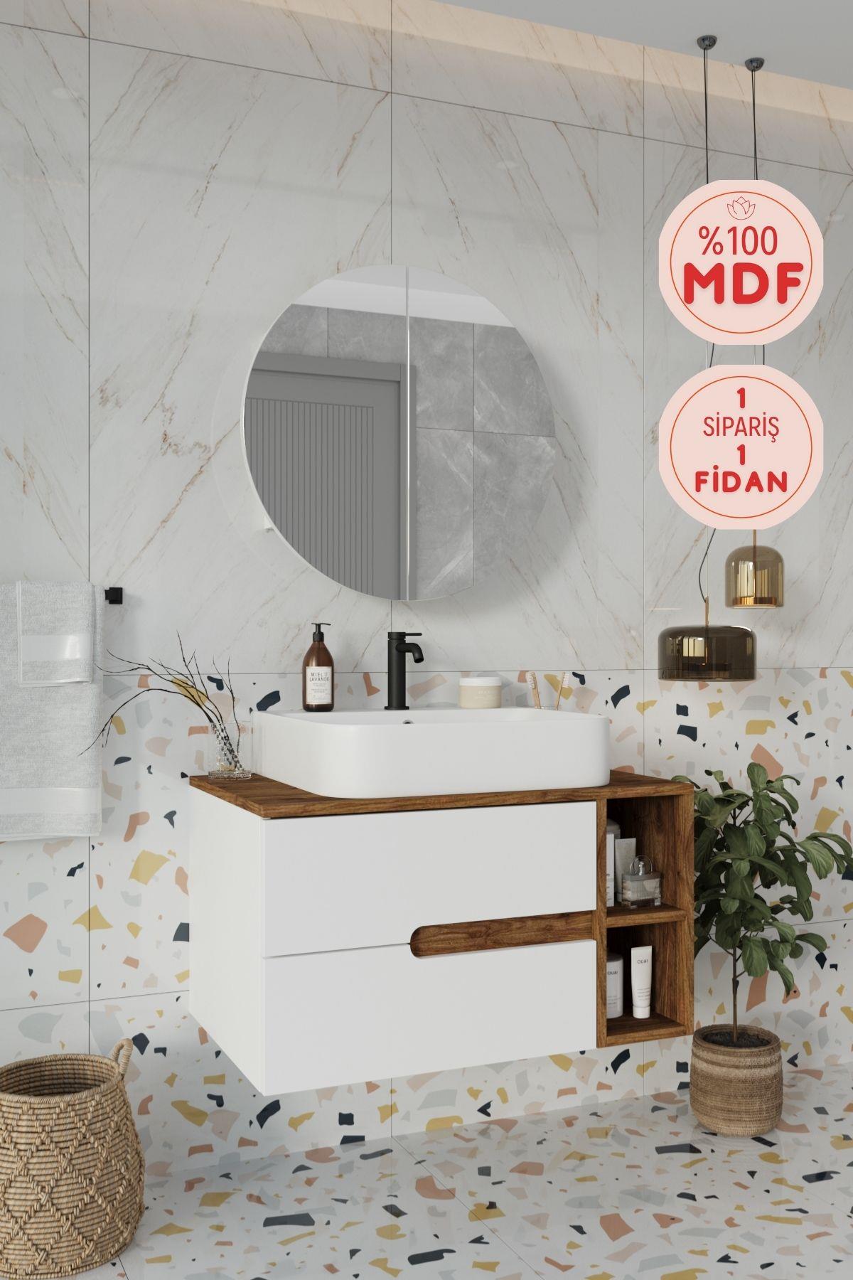Balneom Banyo Koza 80 Cm Beyaz Banyo Dolabı Aynalı Dolaplı Üst Dolap Raf ve Lavabo_Balneom Banyo Koza DEMONTE 80 Cm Beyaz Banyo Dolabı Aynalı Dolaplı Üst Dolap Raf ve Lavabo | En Uygun Fiyatlarla Balneom.com Online Mağazasında | KOZA BEYAZ 80 | Banyo Dolabında Kalitenin Adresi _BALNEOM_KOZA BEYAZ 80