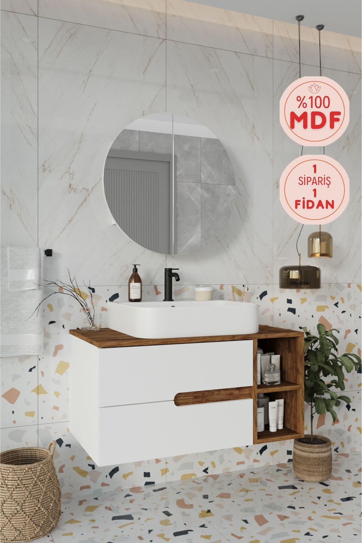 Balneom Banyo Koza 90 Cm Beyaz Banyo Dolabı Aynalı Dolaplı Üst Dolap Raf ve Lavabo _Balneom Banyo Koza DEMONTE 90 Cm Beyaz Banyo Dolabı Aynalı Dolaplı Üst Dolap Raf ve Lavabo  | En Uygun Fiyatlarla Balneom.com Online Mağazasında | KOZA BEYAZ 90 | Banyo Dolabında Kalitenin Adresi _BALNEOM_KOZA BEYAZ 90