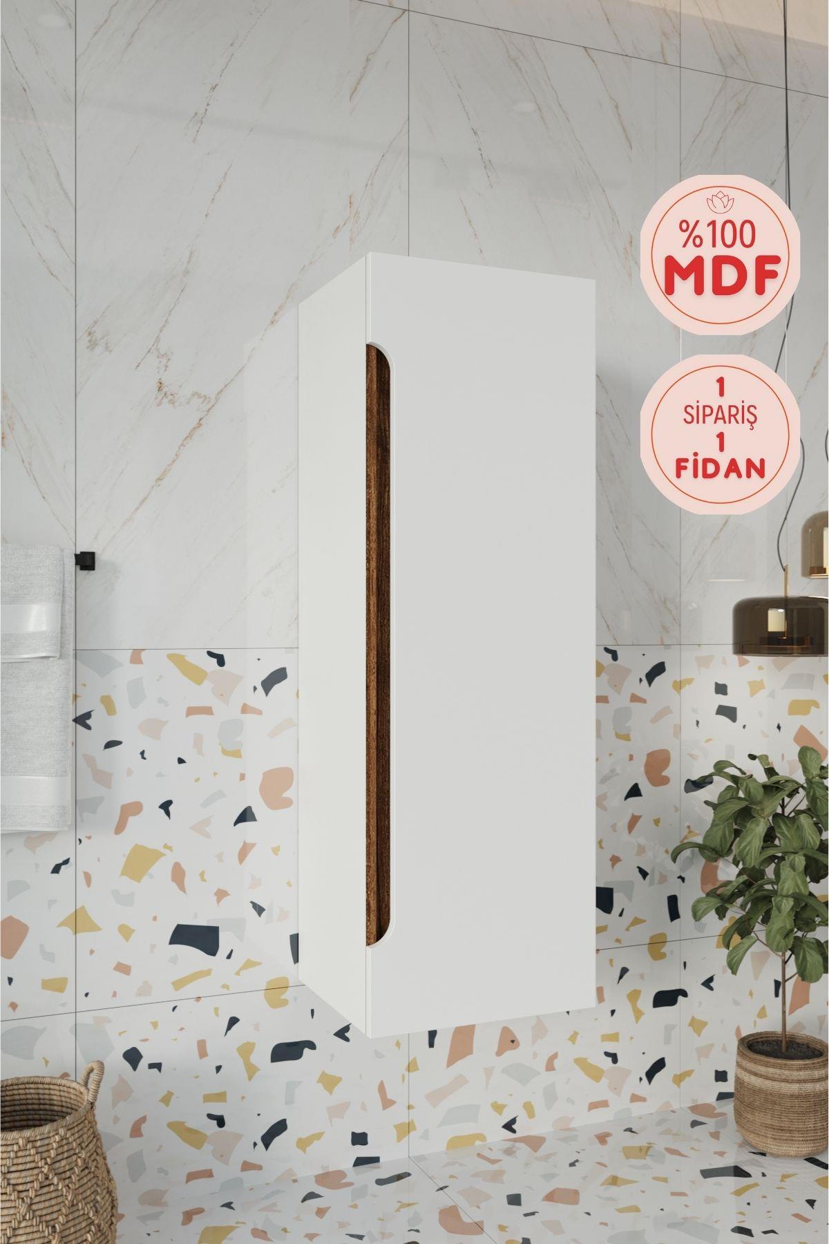Banyo Koza 120 Cm %100 Mdf Banyo Boy Dolabı__BALNEOM_KOZA BEYAZ 120 BOY DOLAP