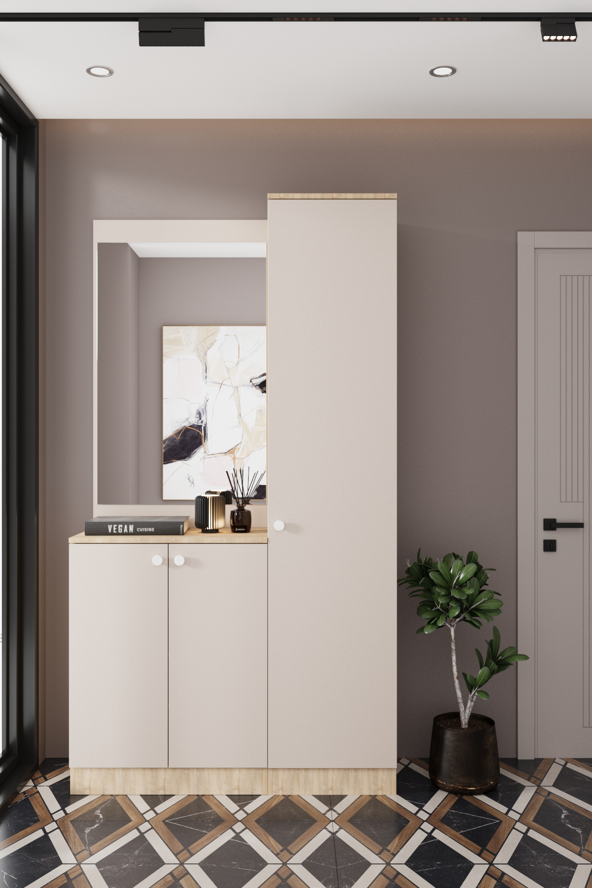 Evora 10 Modern Portmanto Askılı Vestiyer Vizon - Lefkas__BALNEOM_evora 10