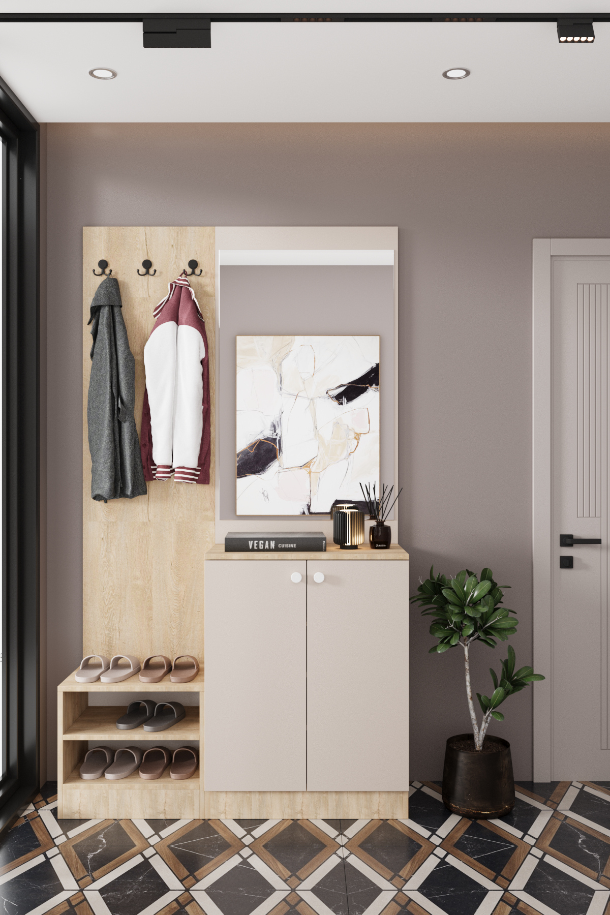 Evora 15 Modern Portmanto Askılı Vestiyer Vizon - Lefkas__BALNEOM_evora 15