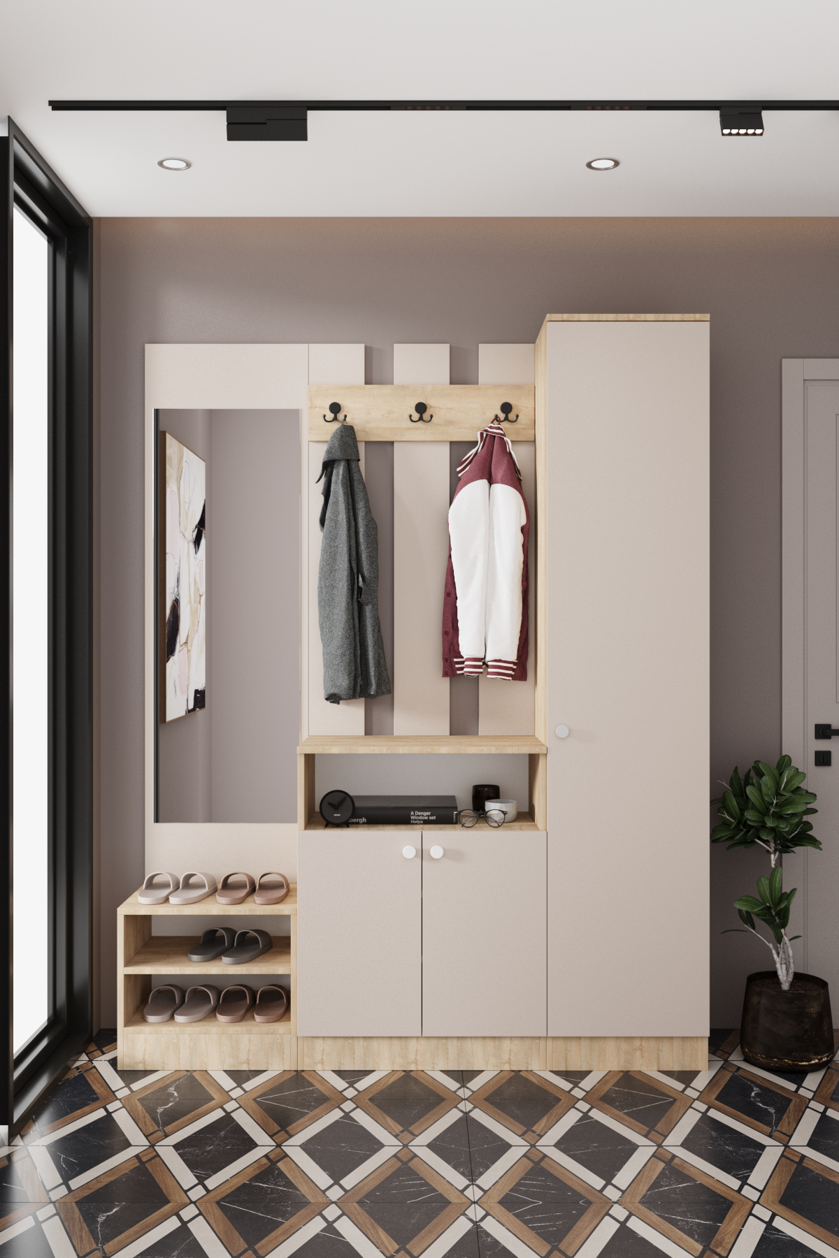 Evora 16 Modern Portmanto Askılı Vestiyer Vizon - Lefkas__BALNEOM_evora 16