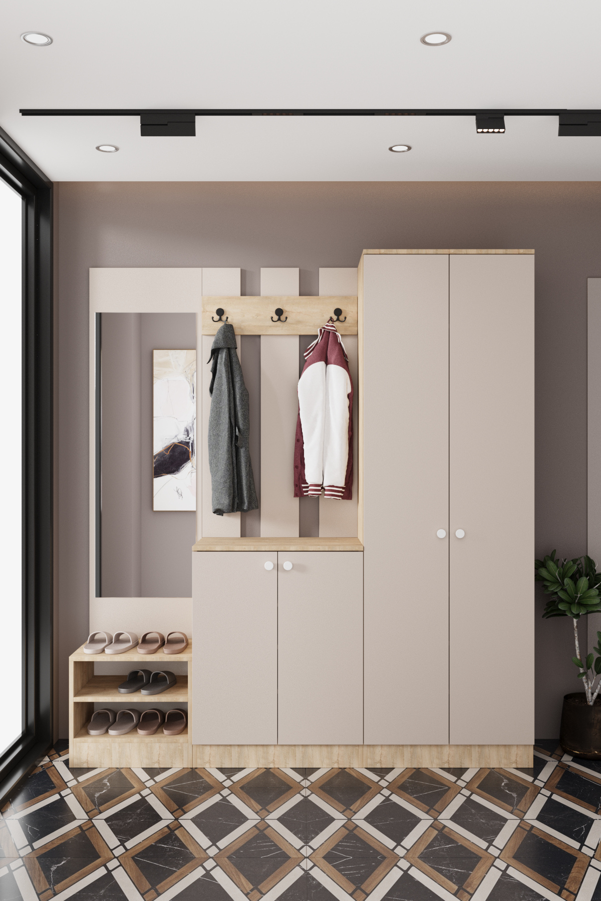 Evora 17 Modern Portmanto Askılı Vestiyer Vizon - Lefkas__BALNEOM_evora 17