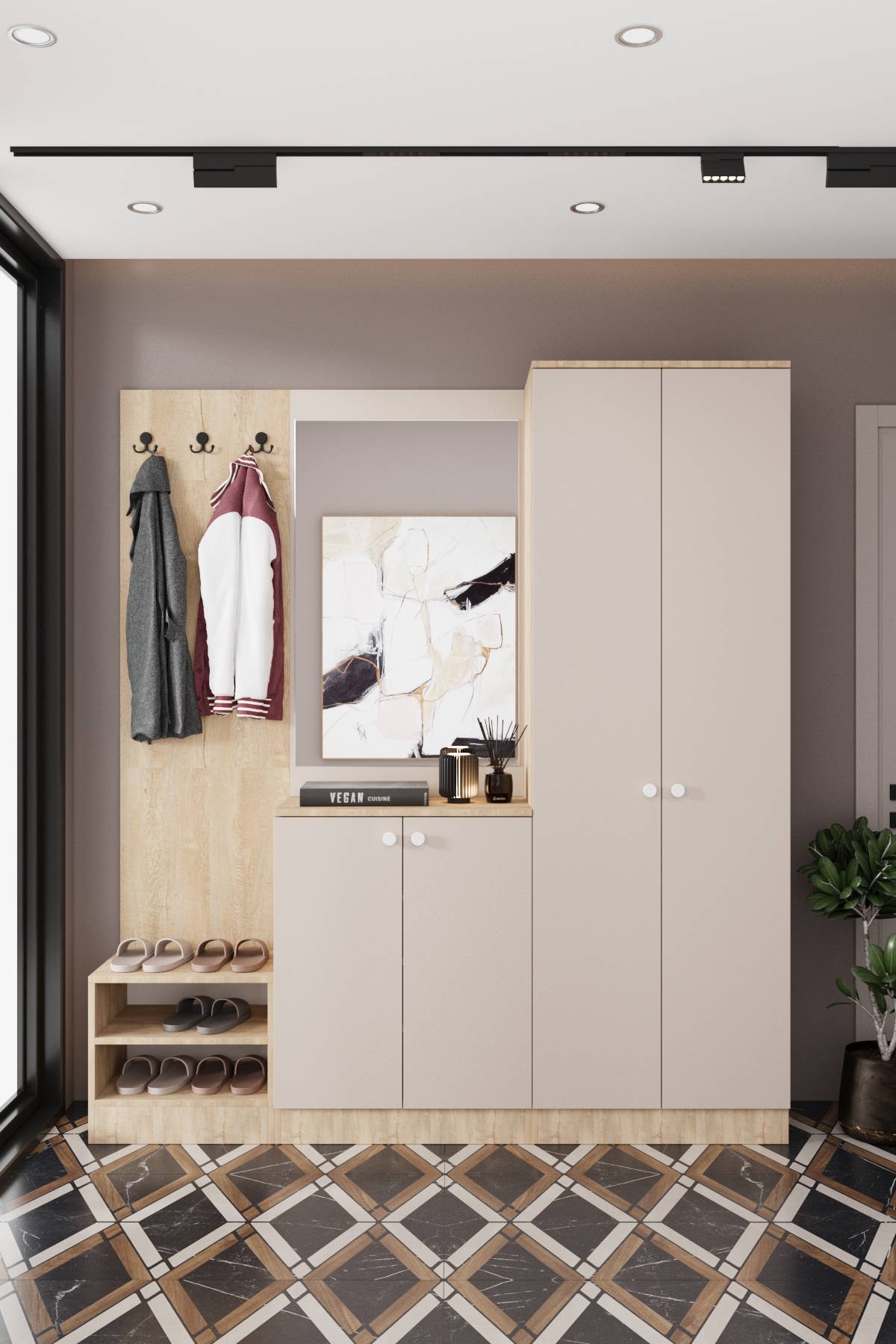 Evora 19 Modern Portmanto Askılı Vestiyer Vizon - Lefkas__BALNEOM_evora 19
