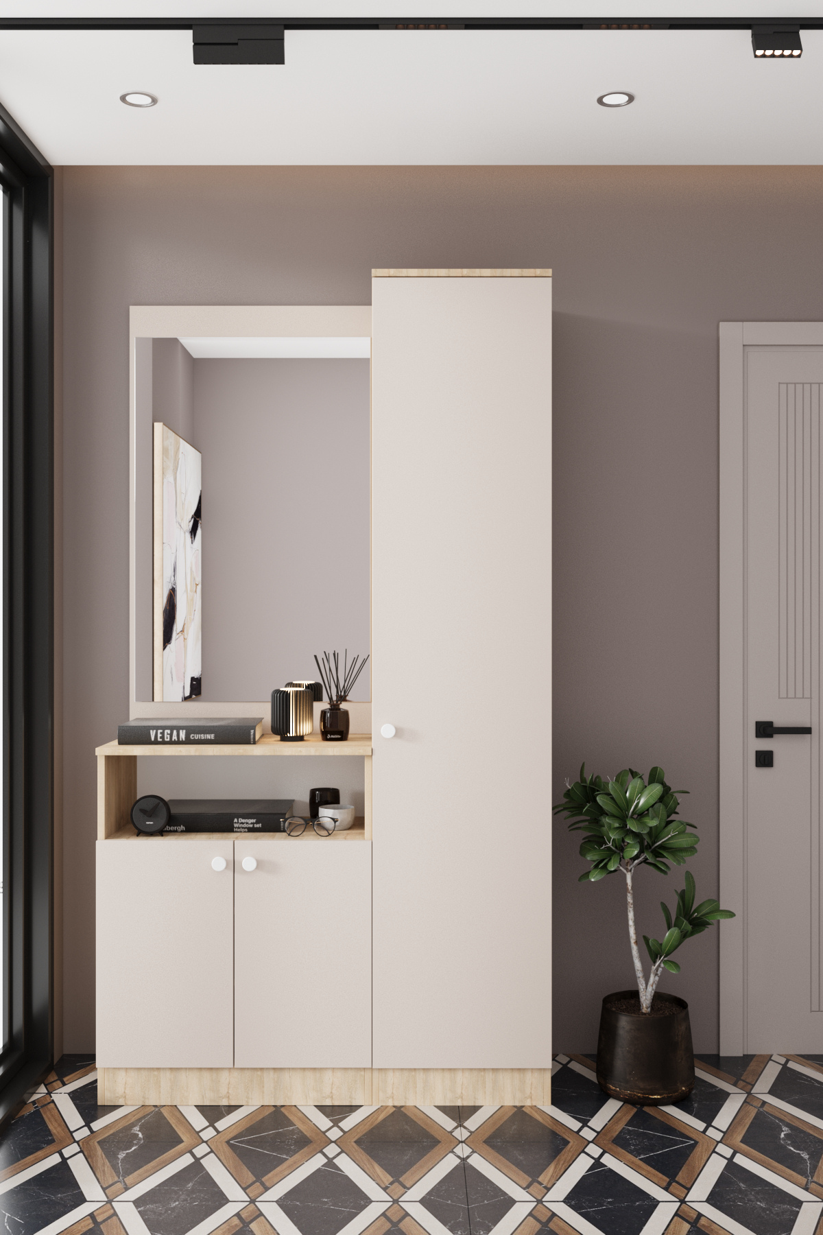 Evora 4 Modern Portmanto Askılı Vestiyer Beyaz - Lefkas__BALNEOM_evora4