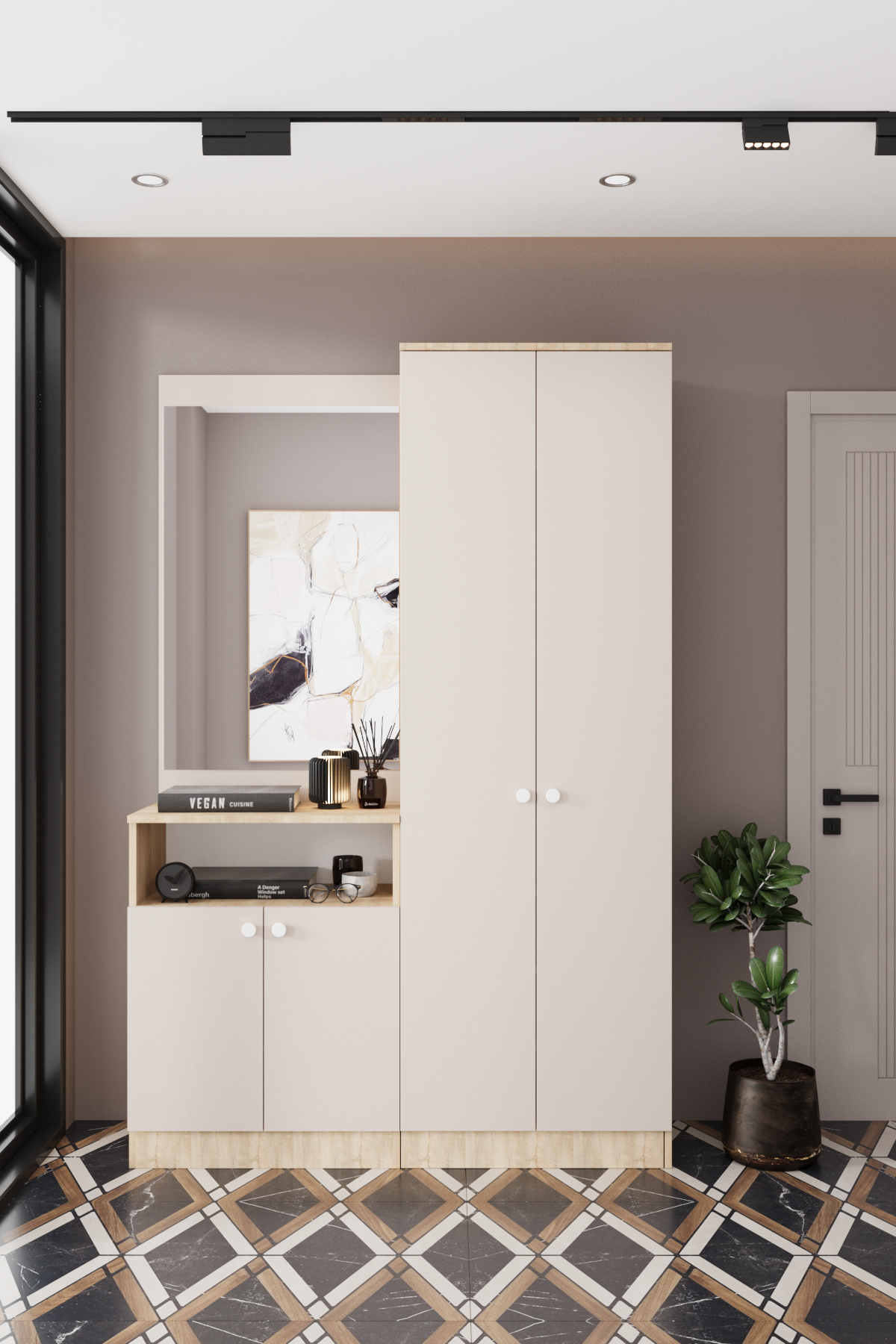 Evora 7-P Modern Portmanto Askılı Vestiyer Vizon - Lefkas__BALNEOM_evora 7-P