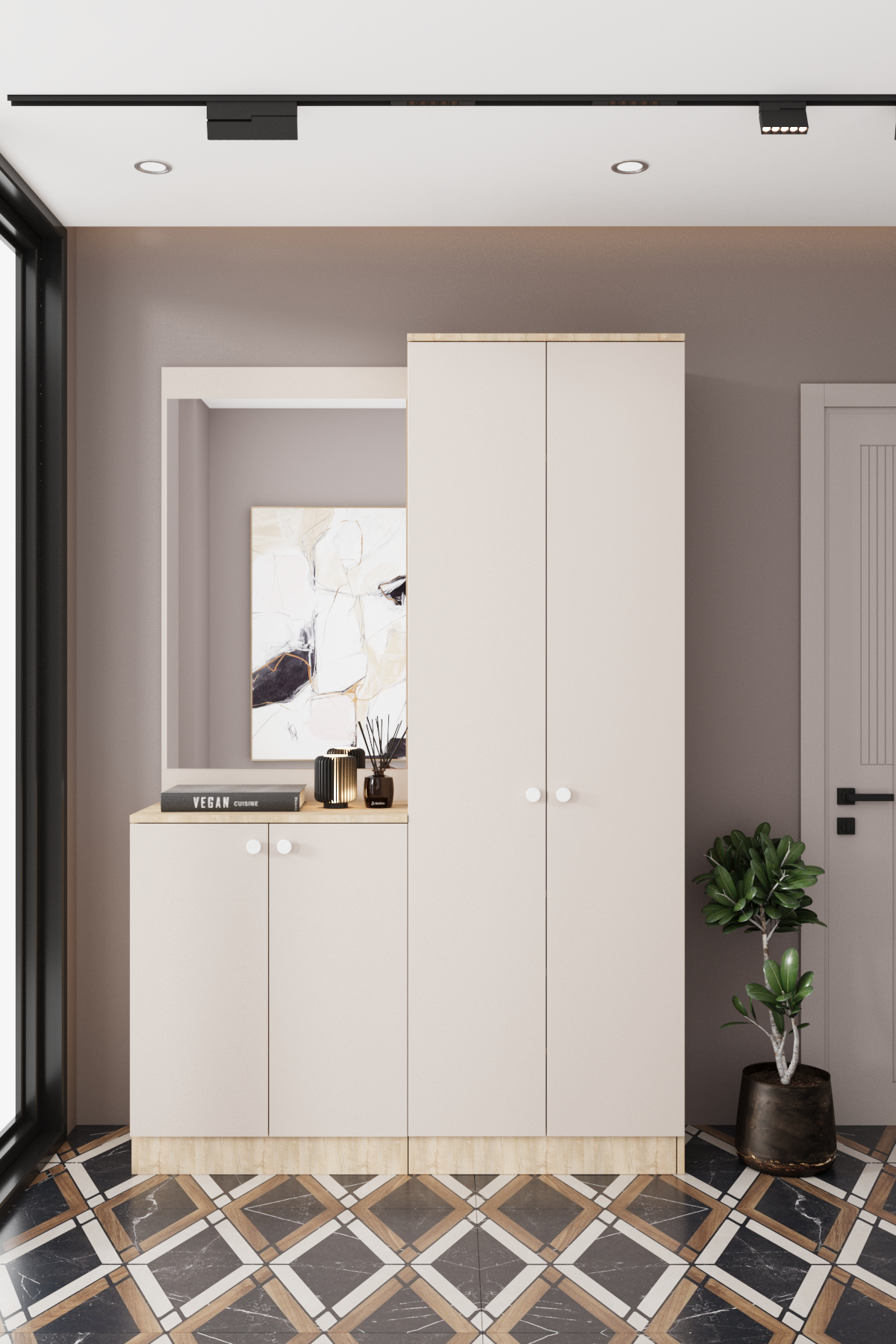 Evora 9-P Modern Portmanto Askılı Vestiyer Vizon - Lefkas__BALNEOM_evora 9-P