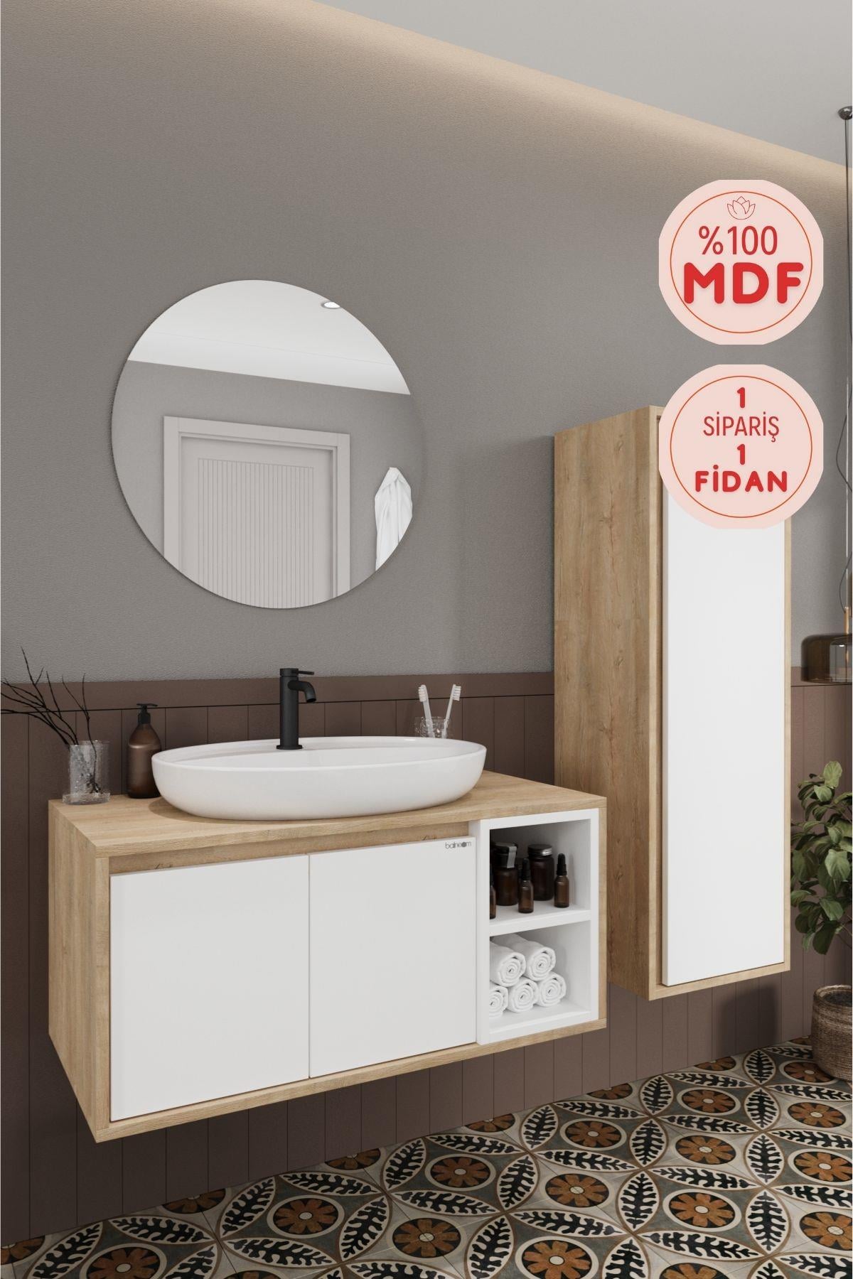 Gül BEYAZ 90 Cm Banyo Dolabı Ayna Lavabo Boy Dolabı_Gül BEYAZ 90 Cm Banyo Dolabı Ayna Lavabo Boy Dolabı | En Uygun Fiyatlarla Balneom.com Online Mağazasında | GÜL BEYAZ 90 SET  | Banyo Dolabında Kalitenin Adresi _BALNEOM_GÜL BEYAZ 90 SET 