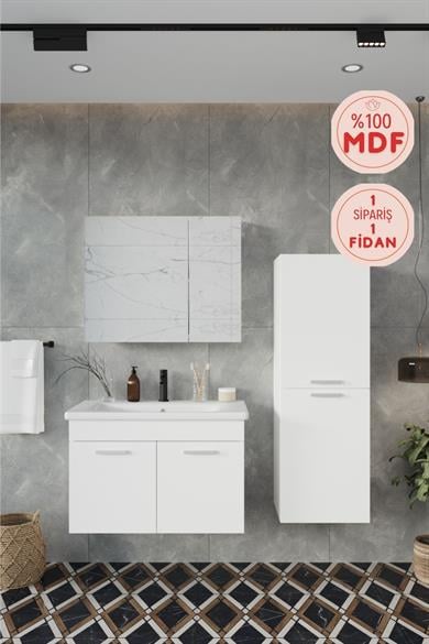 Balneom Banyo Defne 80cm Banyo Dolabı Aynalı Dolaplı Üst Dolap Lavabo Boy Dolabı_Balneom Banyo Defne 80cm Banyo Dolabı Aynalı Dolaplı Üst Dolap Lavabo Boy Dolabı | En Uygun Fiyatlarla Balneom.com Online Mağazasında | DEFNE  80 SET  | Banyo Dolabında Kalitenin Adresi _BALNEOM_DEFNE  80 SET 
