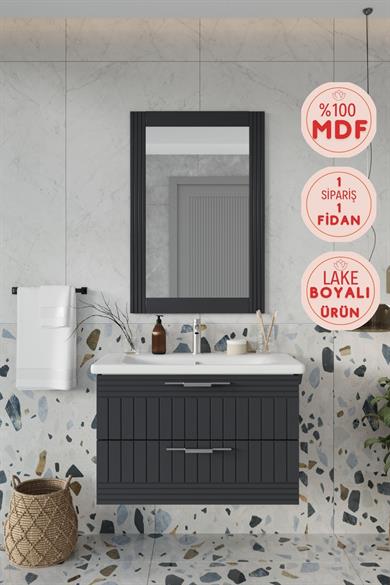 Balneom Banyo Erguvan Gümüş Kulp 80 Cm Antrasit Lavabolu Banyo Dolabı Aynalı Üst Dolap _Erguvan DEMONTE 80 Cm Antrasit Lavabolu Banyo Dolabı Aynalı Üst Dolap | Balneom_BALNEOM_ERGUVAN GÜMÜŞ KULP ANTRASİT 80 