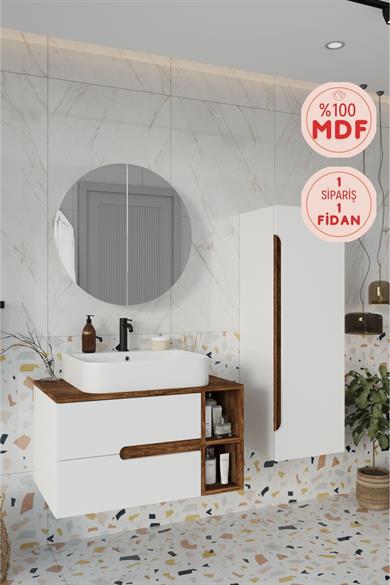 Balneom Banyo Koza 80 Cm Beyaz Banyo Dolabı Aynalı Dolaplı Üst Dolap Raf ve Lavabo ve boy dolap _Balneom Banyo Koza DEMONTE 80 Cm Beyaz Banyo Dolabı Aynalı Dolaplı Üst Dolap Raf ve Lavabo ve boy dolap  | En Uygun Fiyatlarla Balneom.com Online Mağazasında | KOZA BEYAZ 80 SET | Banyo Dolabında Kalitenin Adresi _BALNEOM_KOZA BEYAZ 80 SET